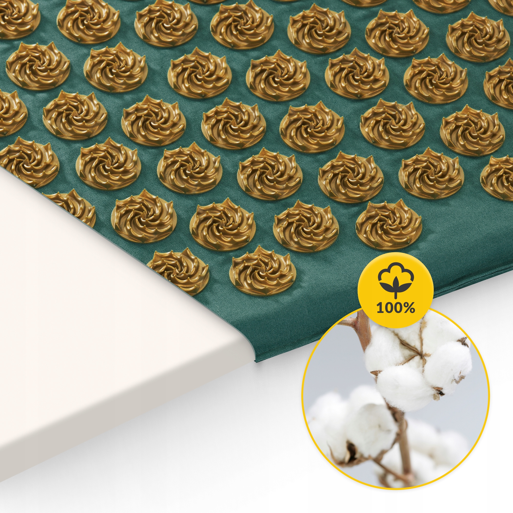 Килимок акупунктурний з подушкою 4FIZJO Ergo Mat Аплікатор Кузнєцова Navy Green/Gold (P-5907739315076) — фото 4