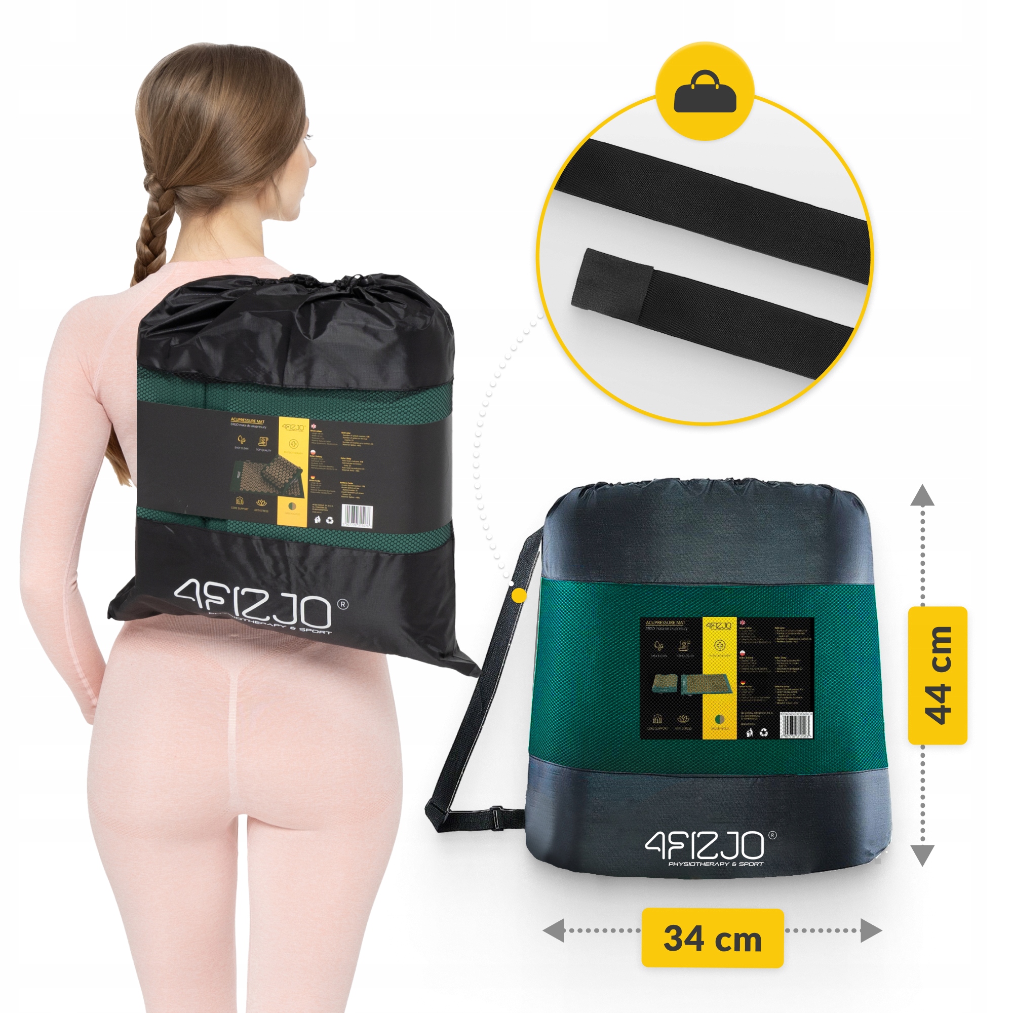 Килимок акупунктурний з подушкою 4FIZJO Ergo Mat Аплікатор Кузнєцова Navy Green/Gold (P-5907739315076) — мініатюра 6
