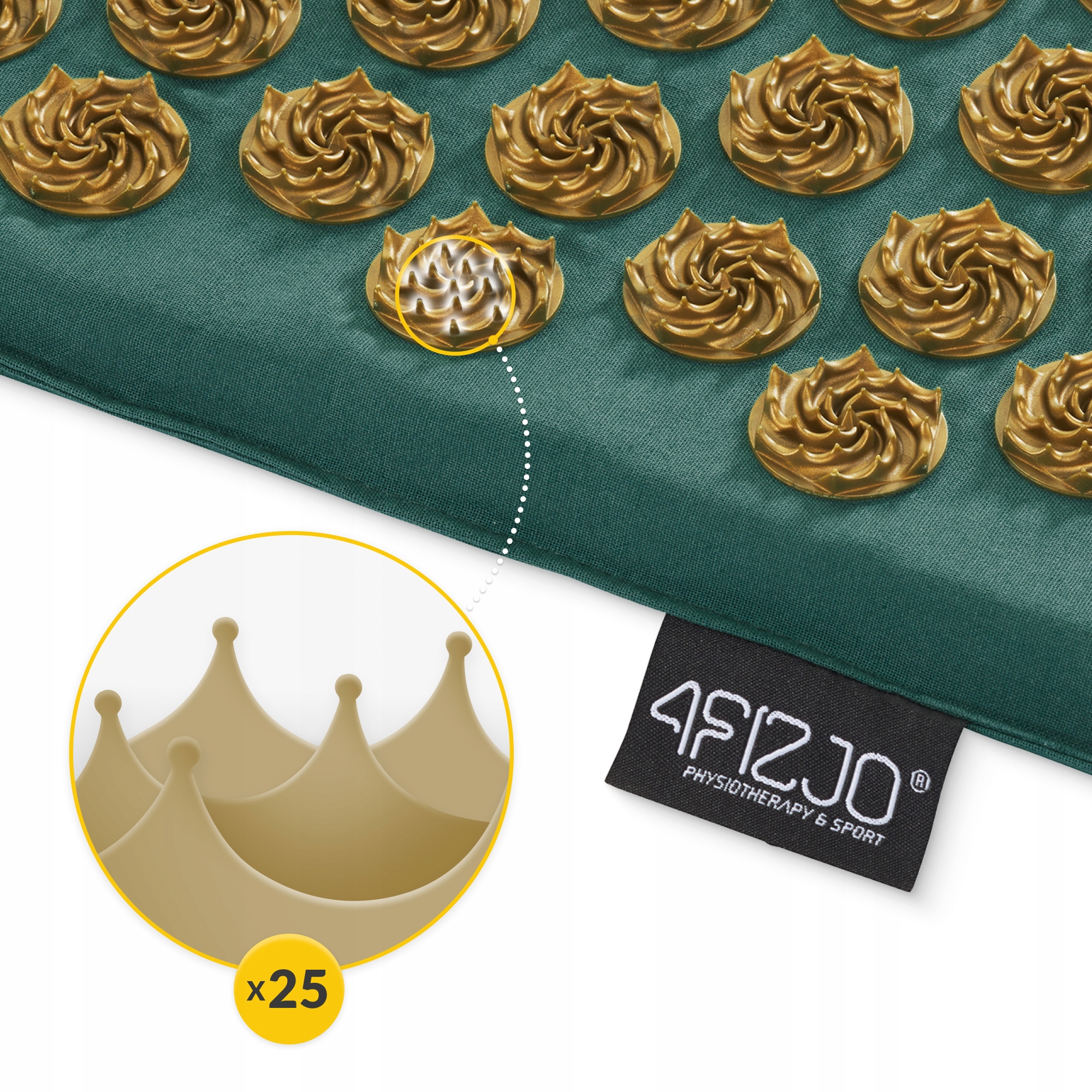 Килимок акупунктурний з подушкою 4FIZJO Ergo Mat Аплікатор Кузнєцова Navy Green/Gold (P-5907739315076) — фото 5