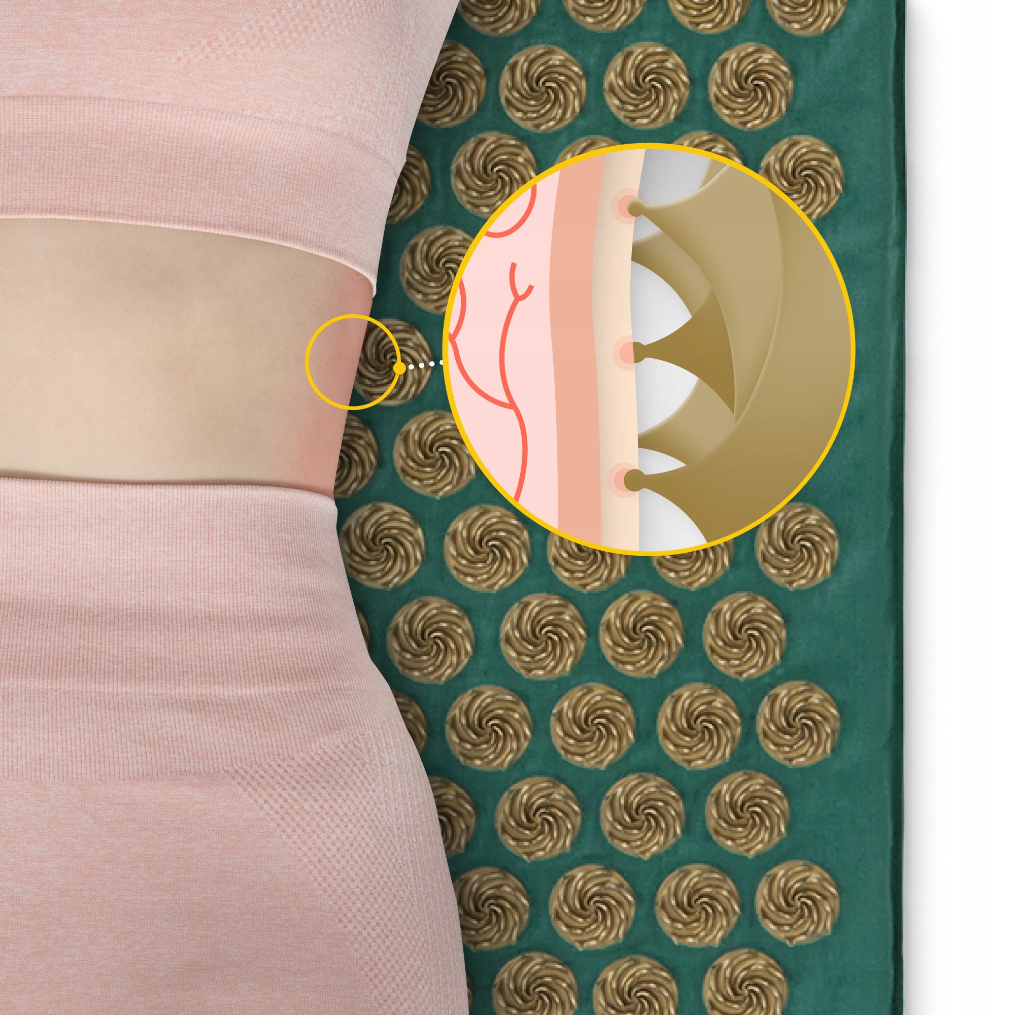 Килимок акупунктурний з подушкою 4FIZJO Ergo Mat Аплікатор Кузнєцова Navy Green/Gold (P-5907739315076) — мініатюра 7