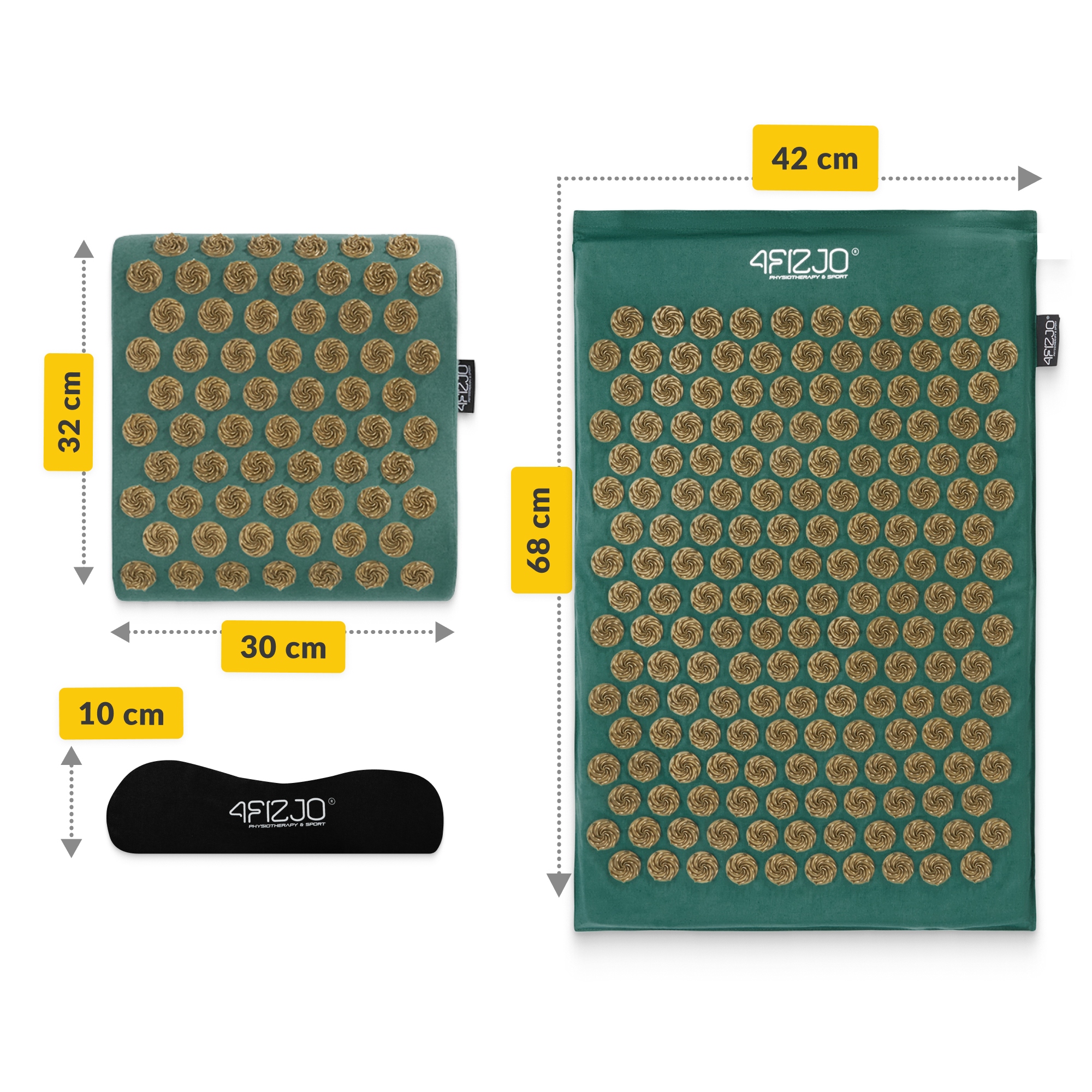 Килимок акупунктурний з подушкою 4FIZJO Ergo Mat Аплікатор Кузнєцова Navy Green/Gold (P-5907739315076) — мініатюра 9