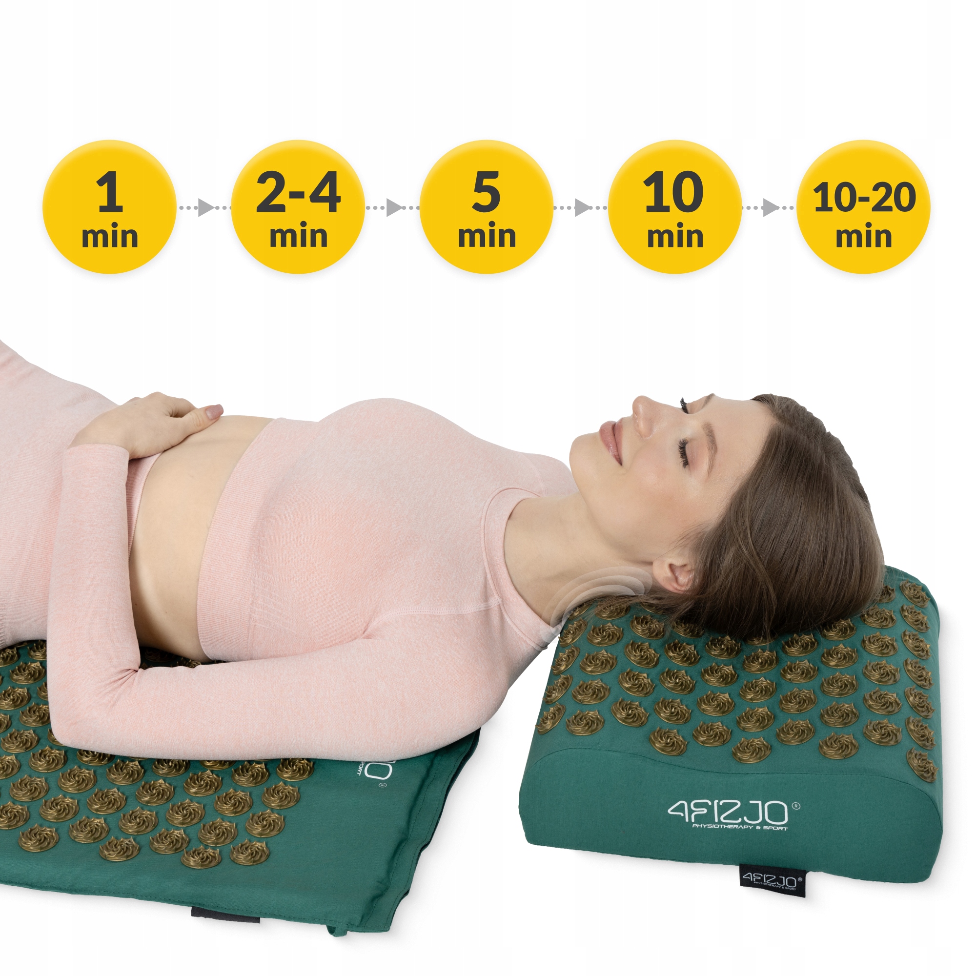 Килимок акупунктурний з подушкою 4FIZJO Ergo Mat Аплікатор Кузнєцова Navy Green/Gold (P-5907739315076) — мініатюра 10