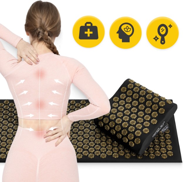 Килимок акупунктурний з подушкою 4FIZJO Ergo Mat XL Аплікатор Кузнєцова Black/Gold (P-5907739313843) — мініатюра 10