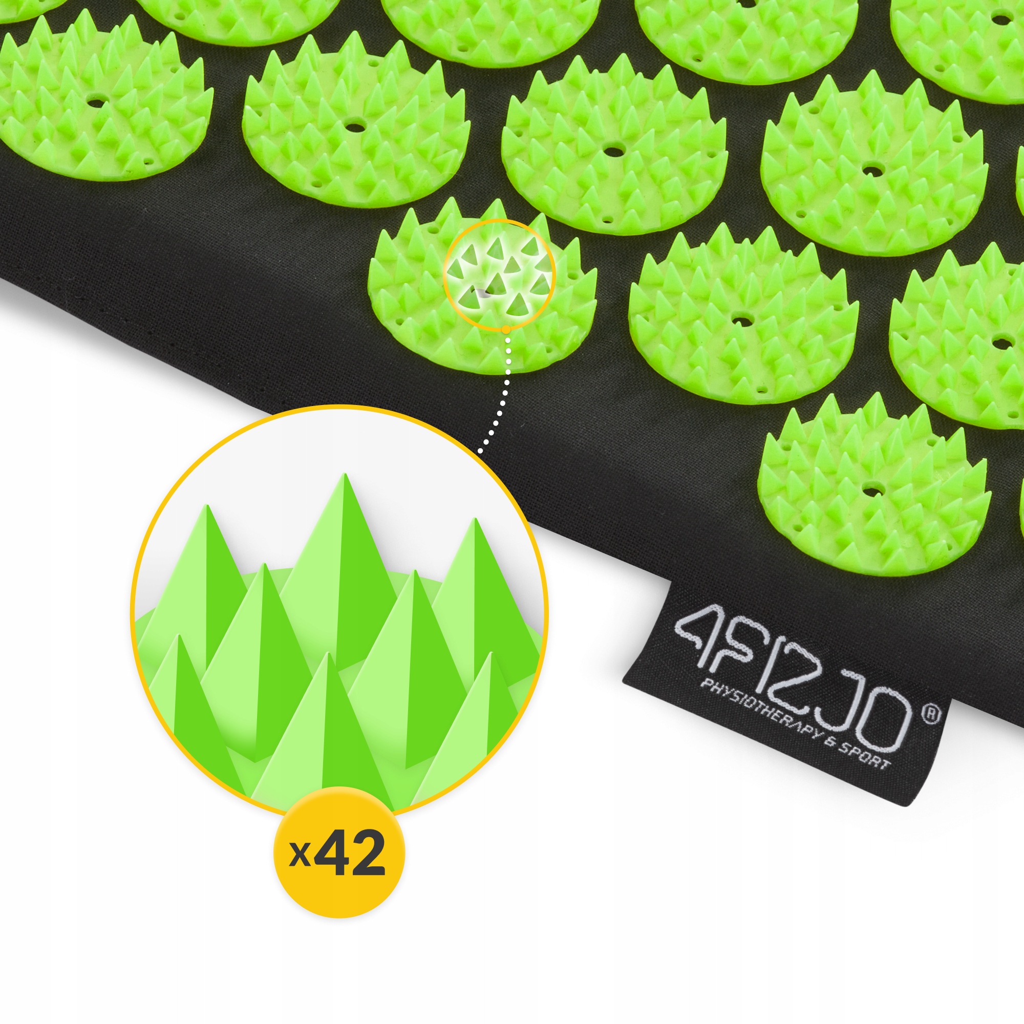 Килимок акупунктурний з валиком 4FIZJO Classic Mat Аплікатор Кузнєцова Black/Green (P-5907222931745) — мініатюра 6