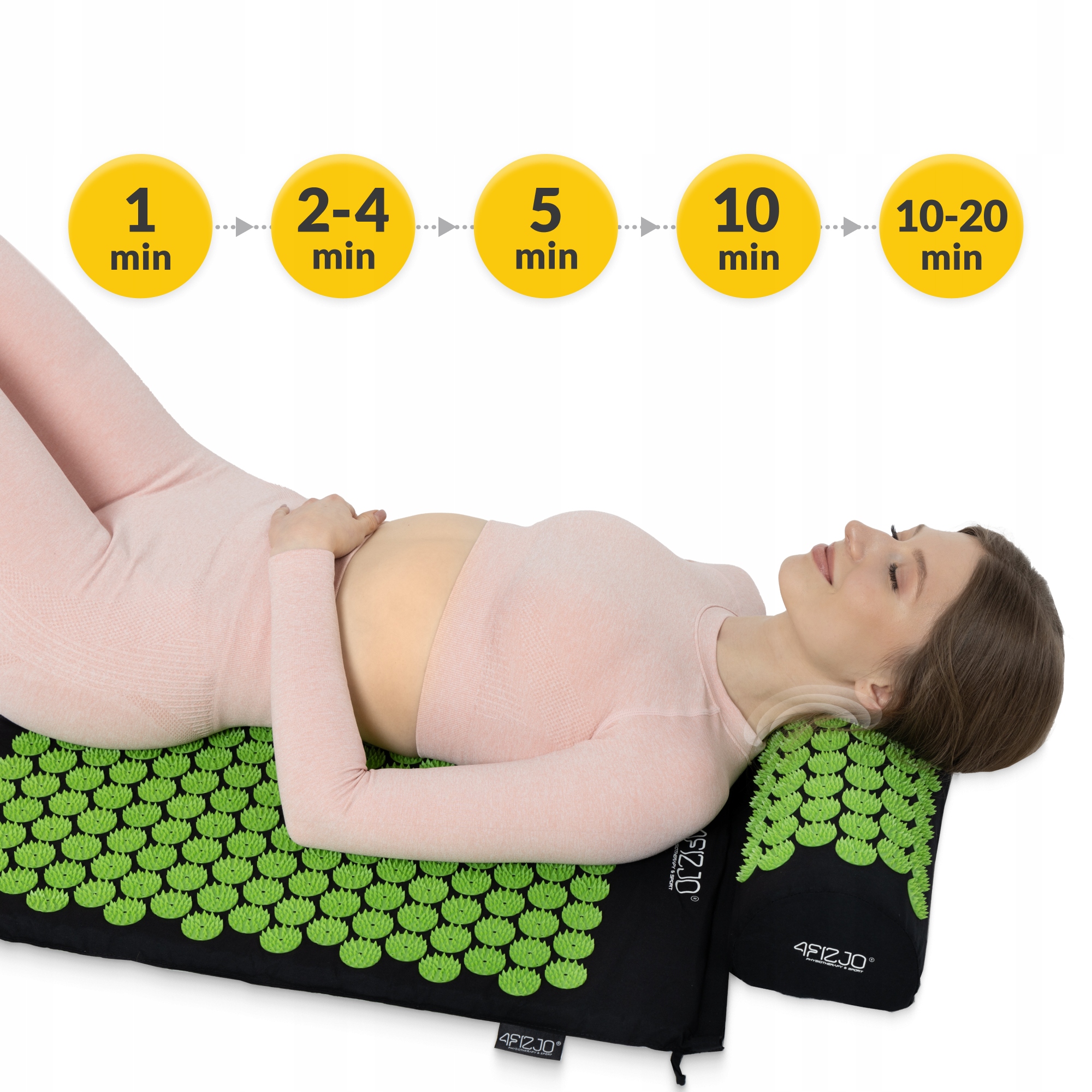 Килимок акупунктурний з валиком 4FIZJO Classic Mat Аплікатор Кузнєцова Black/Green (P-5907222931745) — мініатюра 7