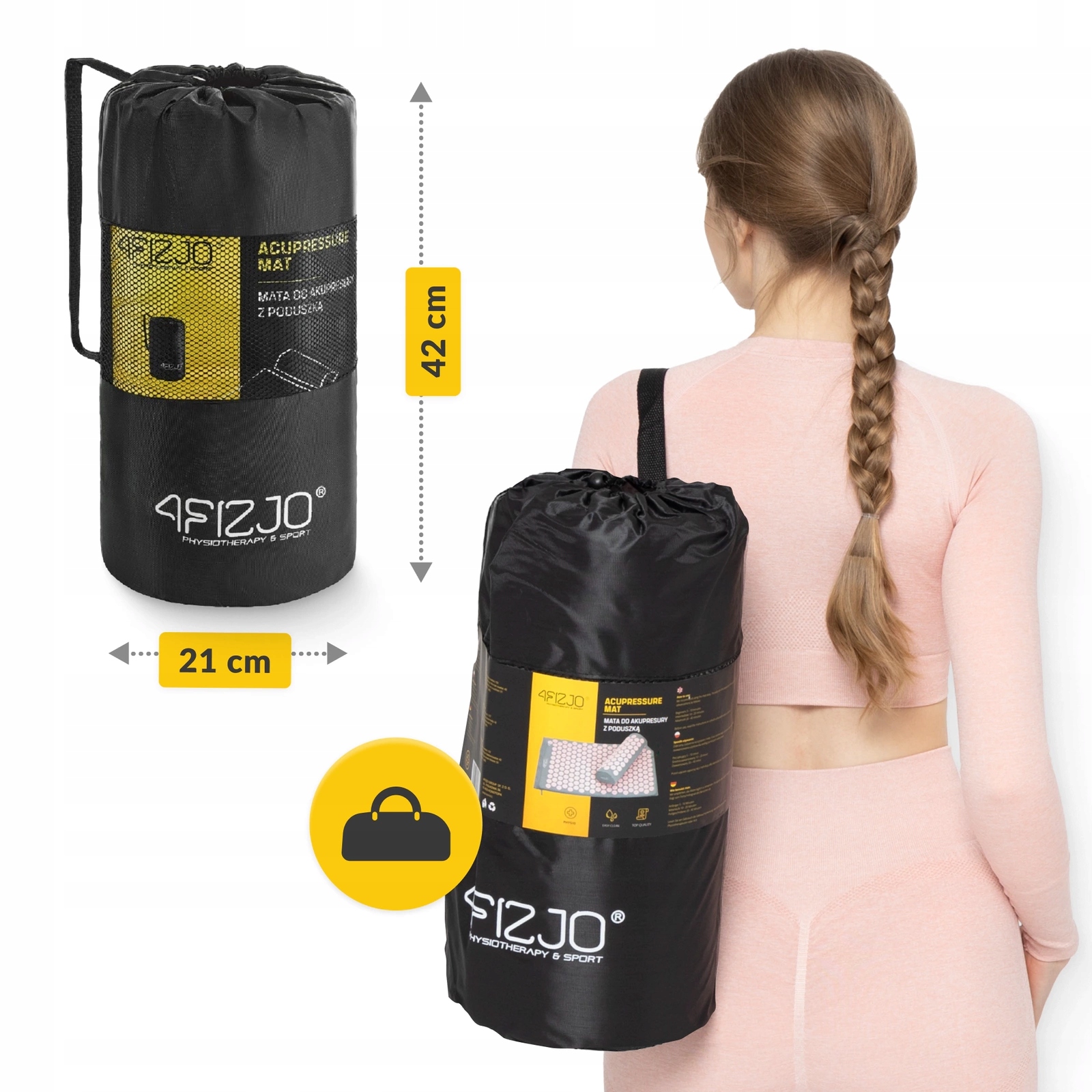 Килимок акупунктурний з валиком 4FIZJO Classic Mat Аплікатор Кузнєцова Grey/Pink (P-5907739313287) — мініатюра 10