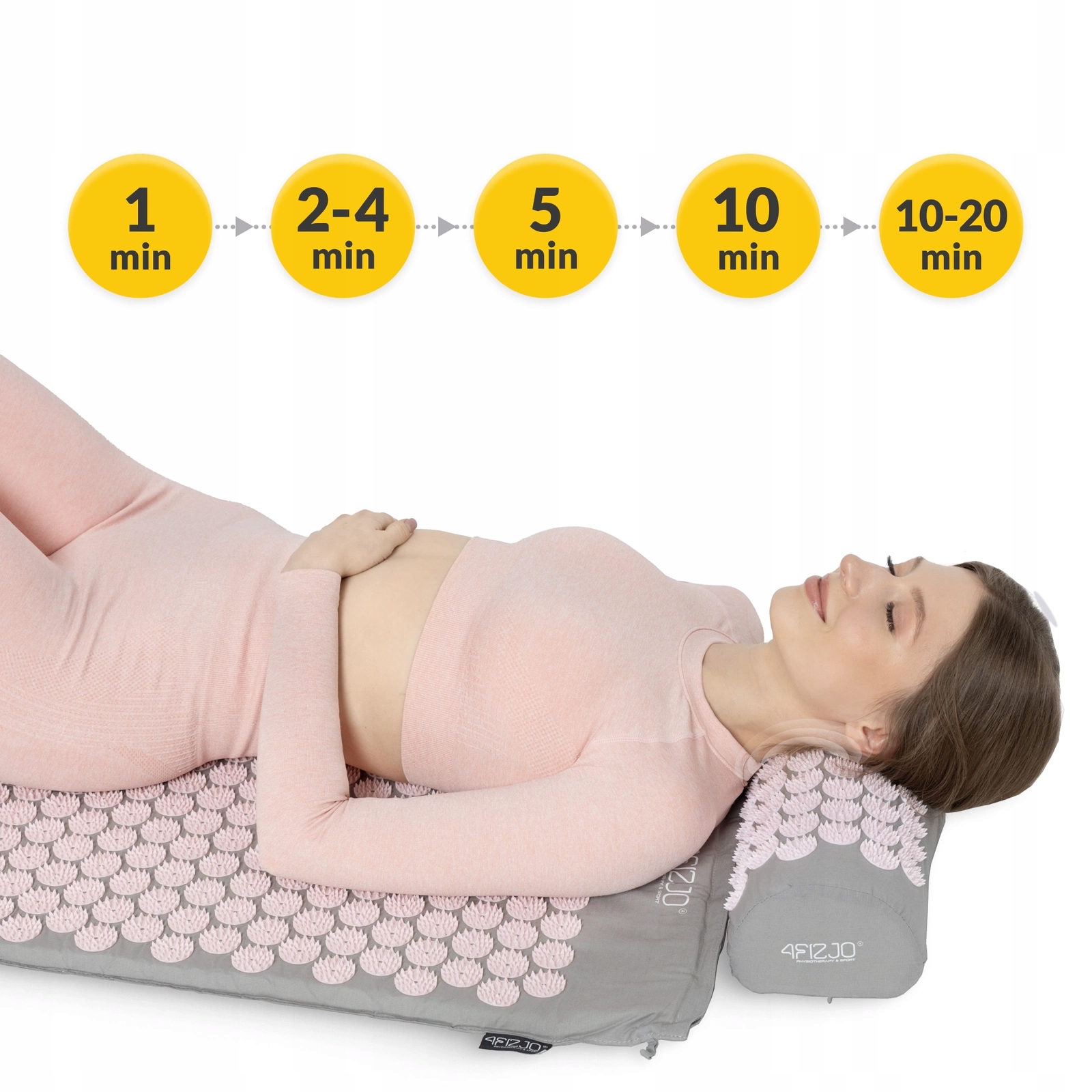 Килимок акупунктурний з валиком 4FIZJO Classic Mat Аплікатор Кузнєцова Grey/Pink (P-5907739313287) — фото 4