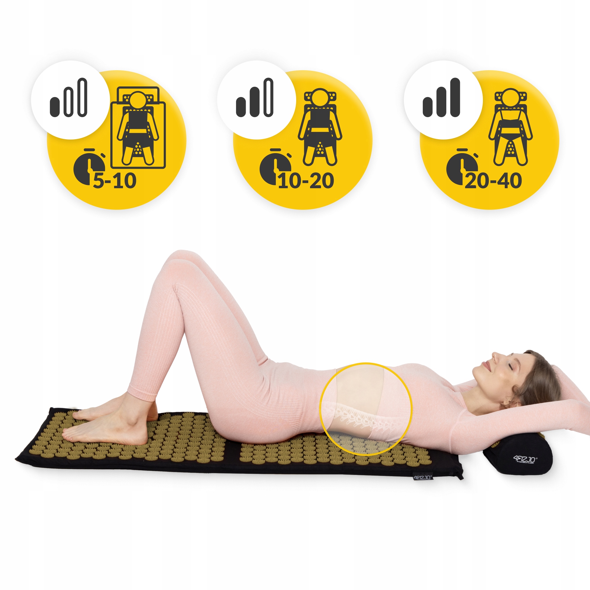 Килимок акупунктурний з валиком 4FIZJO Classic Mat XL Аплікатор Кузнєцова Black/Gold (P-5907739315052) — мініатюра 9