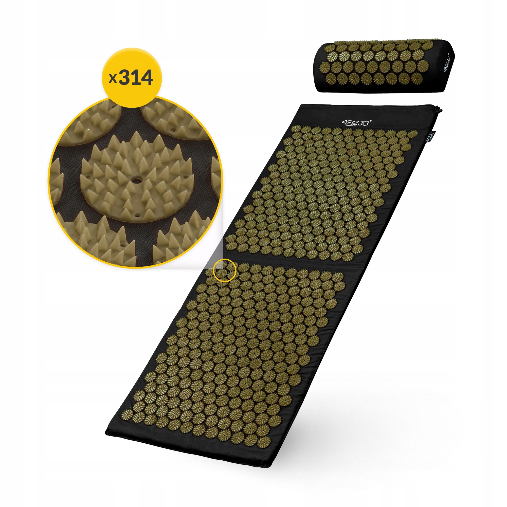 Килимок акупунктурний з валиком 4FIZJO Classic Mat XL Аплікатор Кузнєцова Black/Gold (P-5907739315052) — мініатюра 7