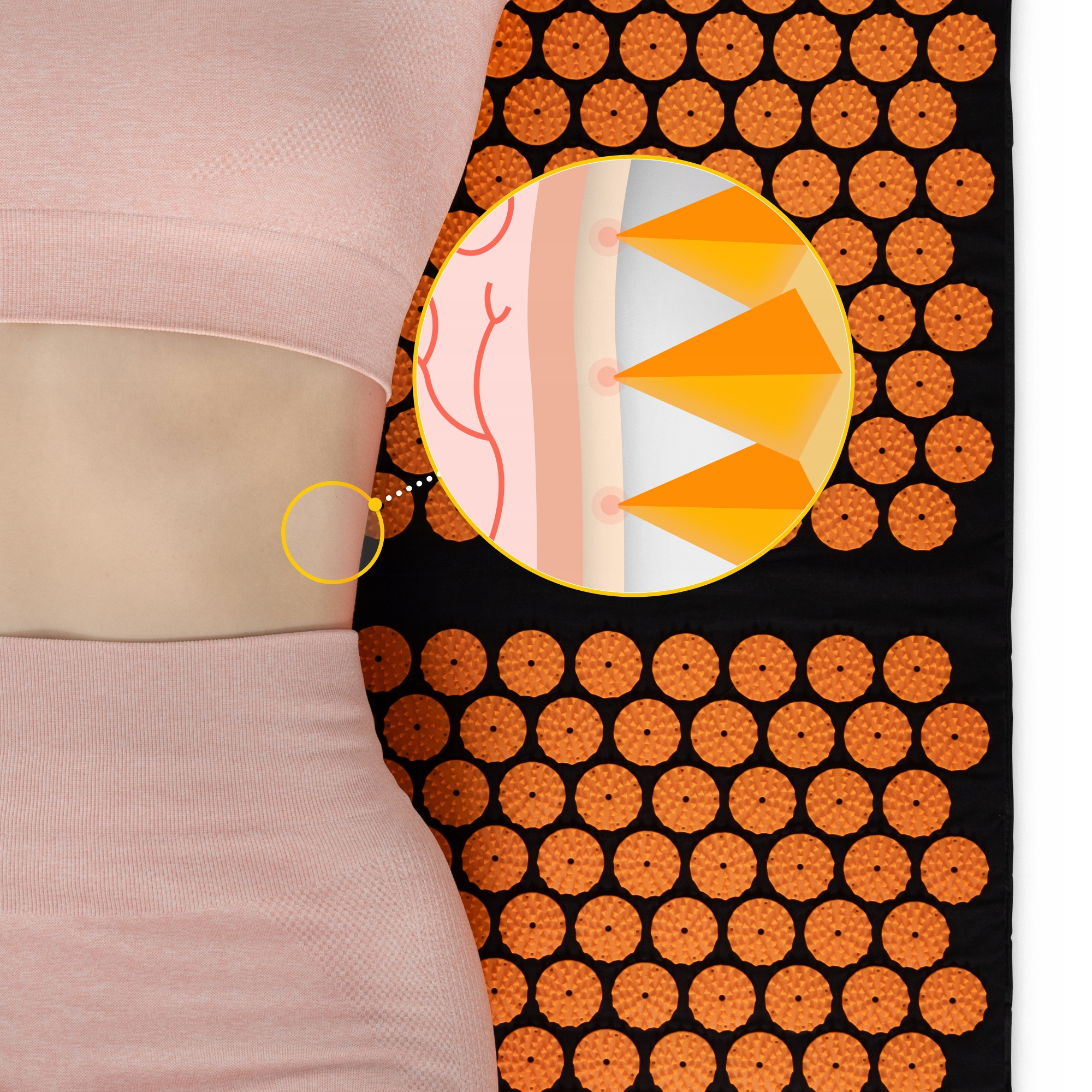 Килимок акупунктурний з валиком 4FIZJO Classic Mat XL Аплікатор Кузнєцова Black/Orange (P-5907222931776) — мініатюра 8