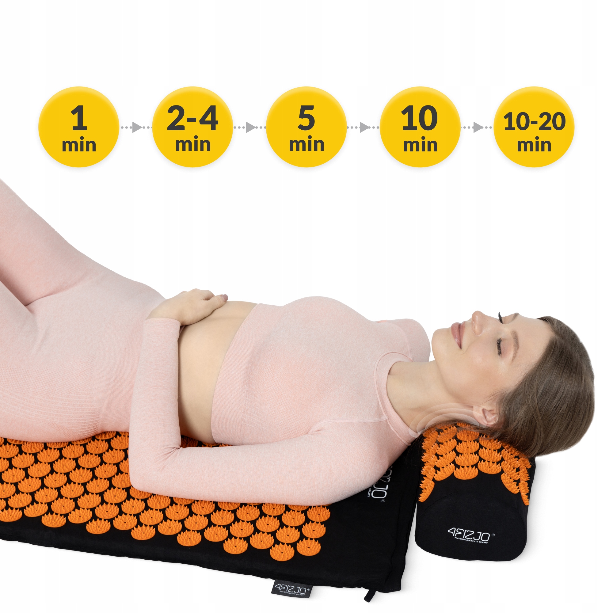 Килимок акупунктурний з валиком 4FIZJO Classic Mat XL Аплікатор Кузнєцова Black/Orange (P-5907222931776) — мініатюра 6