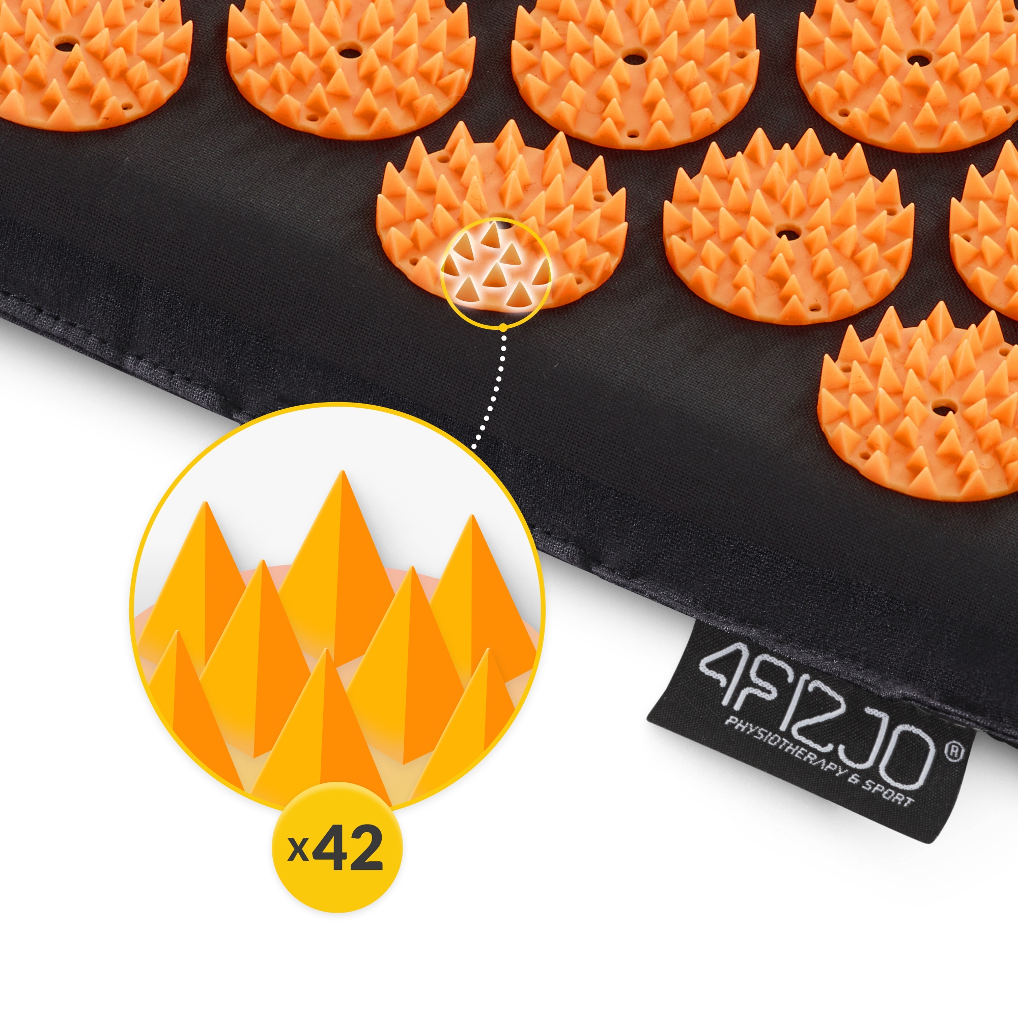 Килимок акупунктурний з валиком 4FIZJO Classic Mat XL Аплікатор Кузнєцова Black/Orange (P-5907222931776) — мініатюра 7