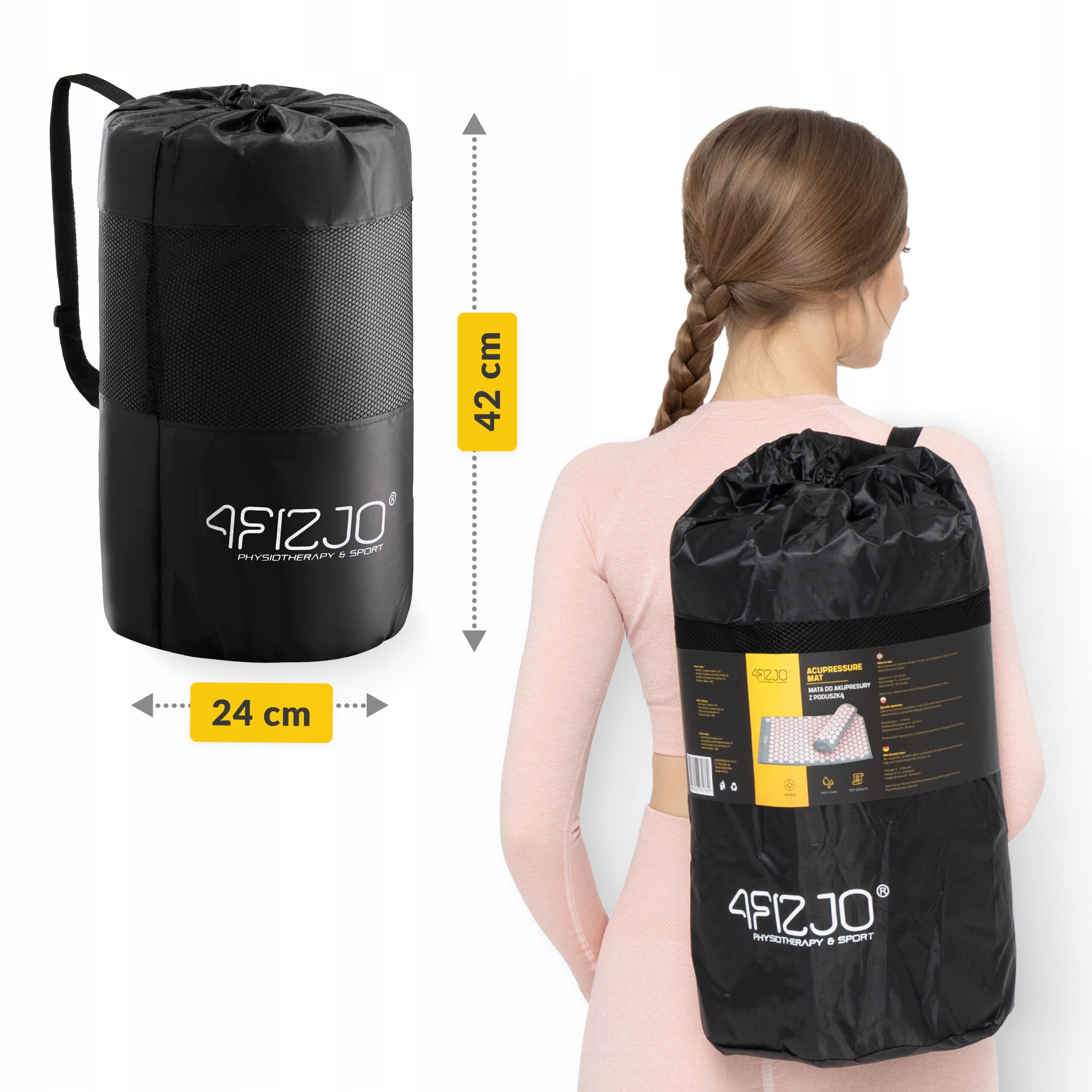 Килимок акупунктурний з валиком 4FIZJO Classic Mat XL Аплікатор Кузнєцова Grey/Pink (P-5907739313294) — фото 4