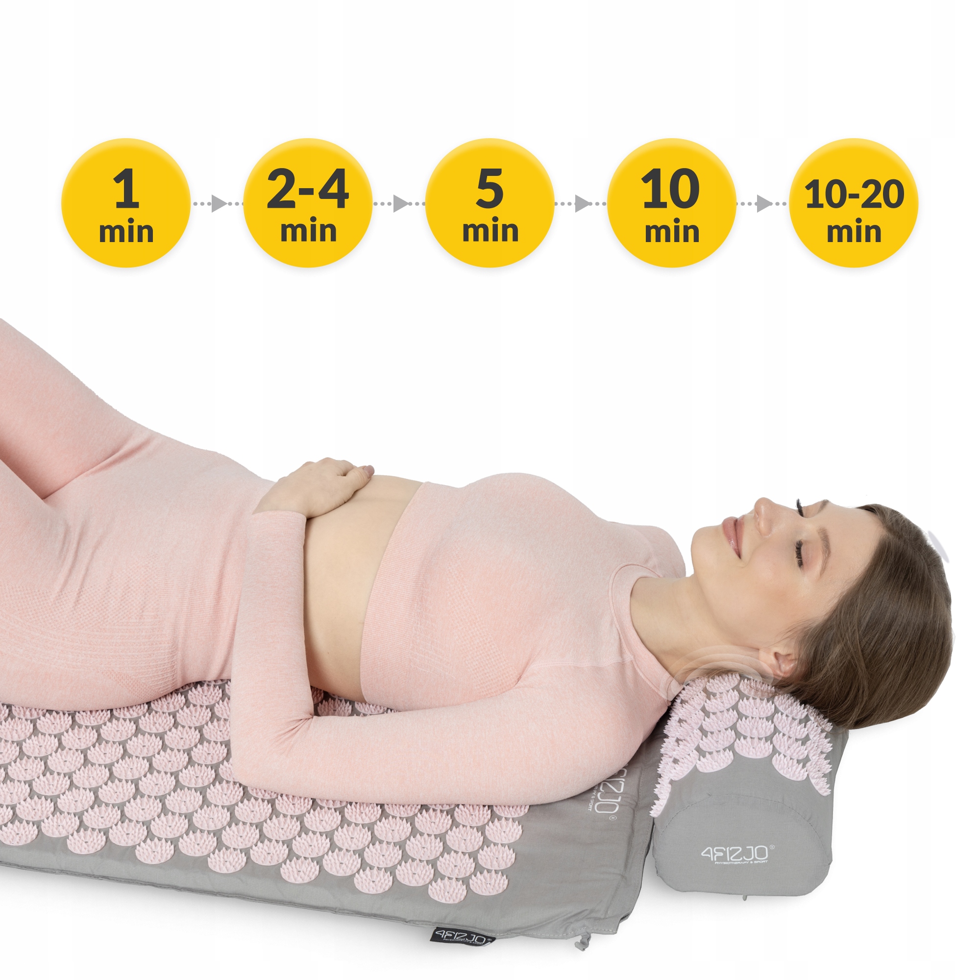 Килимок акупунктурний з валиком 4FIZJO Classic Mat XL Аплікатор Кузнєцова Grey/Pink (P-5907739313294) — фото 5
