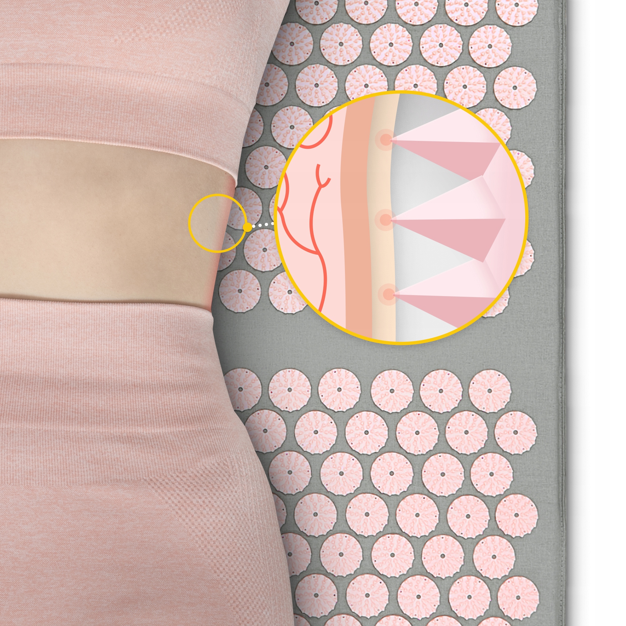 Килимок акупунктурний з валиком 4FIZJO Classic Mat XL Аплікатор Кузнєцова Grey/Pink (P-5907739313294) — мініатюра 10