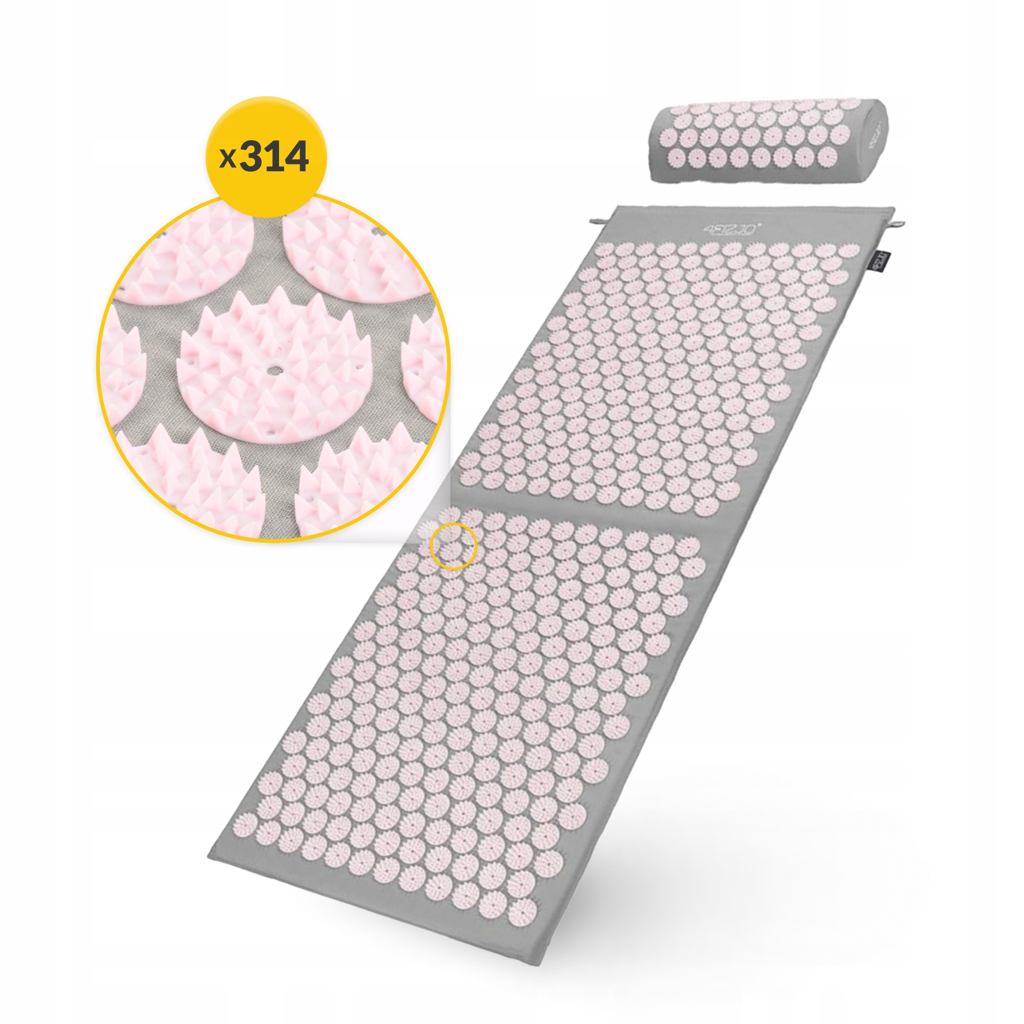 Килимок акупунктурний з валиком 4FIZJO Classic Mat XL Аплікатор Кузнєцова Grey/Pink (P-5907739313294) — мініатюра 7