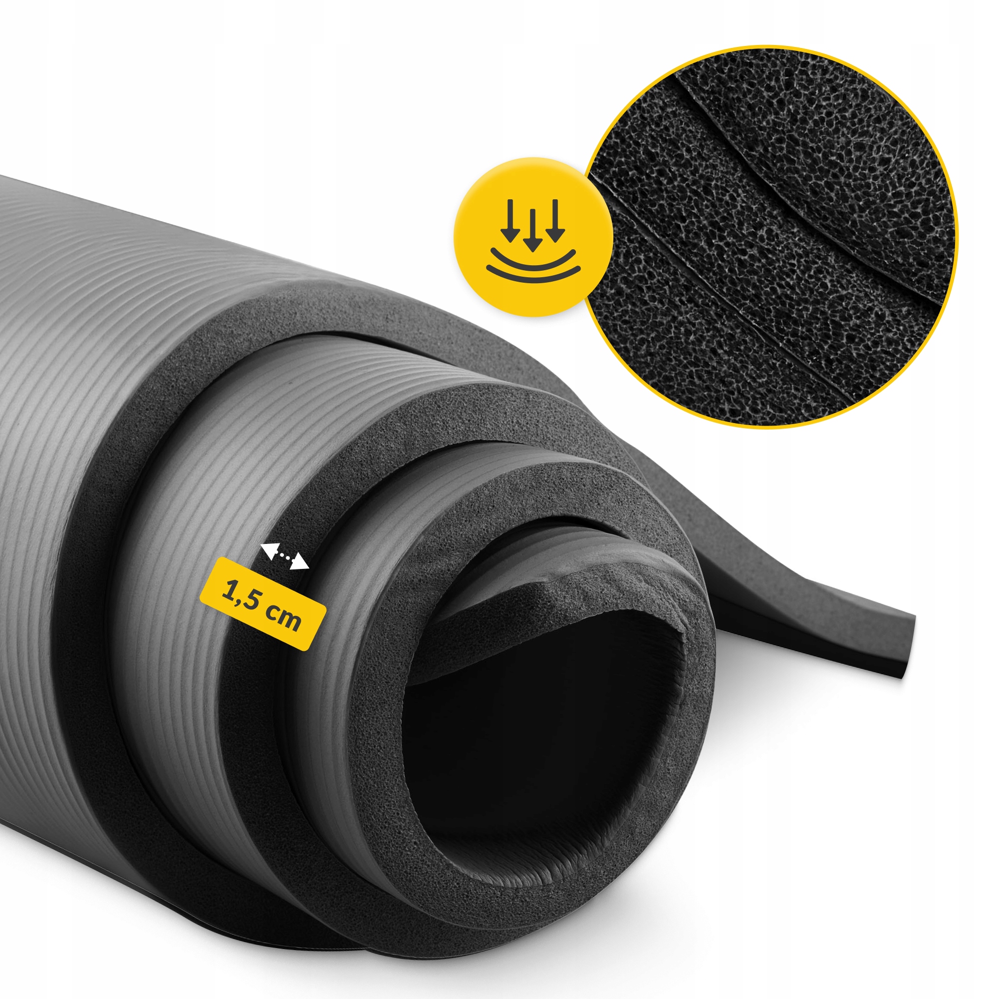 Килимок (мат) спортивний 4FIZJO NBR 180 x 60 x 1.5 см для йоги та фітнесу Black (P-5907222931592) — фото 4