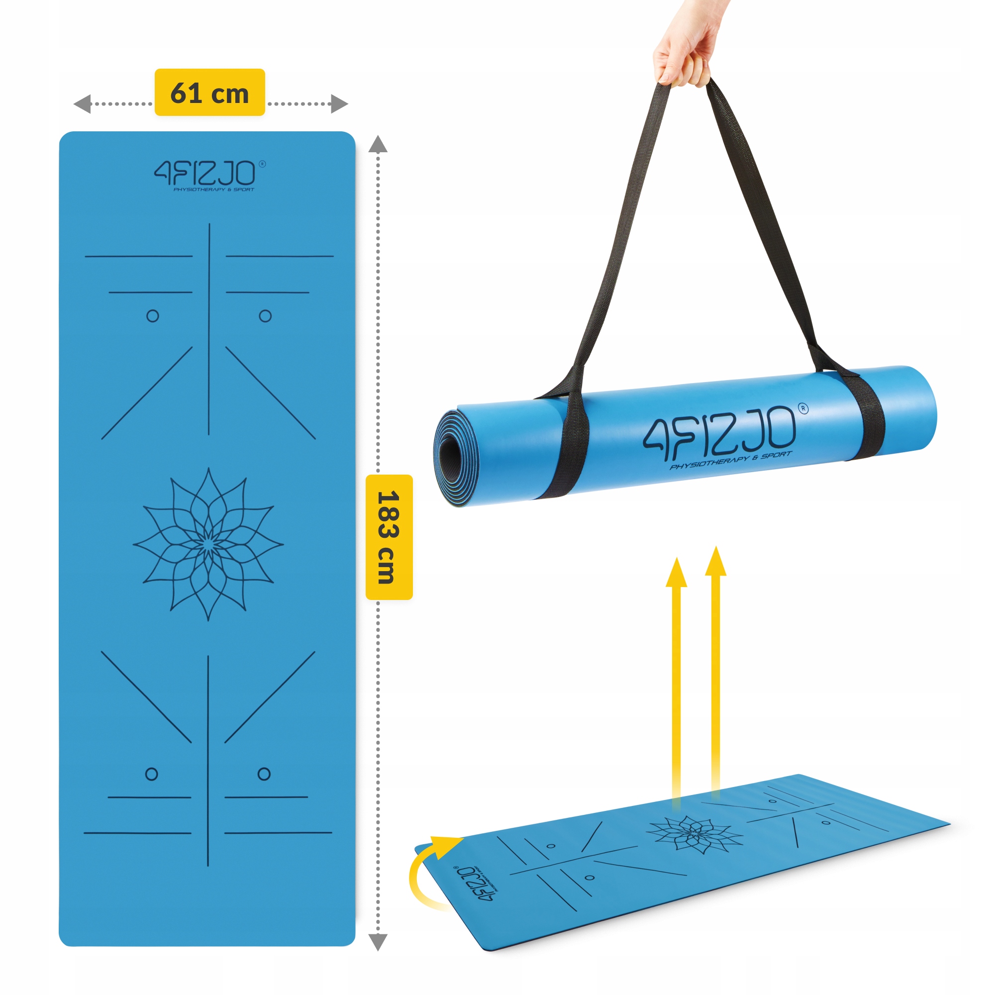 Килимок (мат) спортивний 4FIZJO PU 183 x 61 x 0.4 см для йоги та фітнесу Blue (P-5907739319555) — мініатюра 8