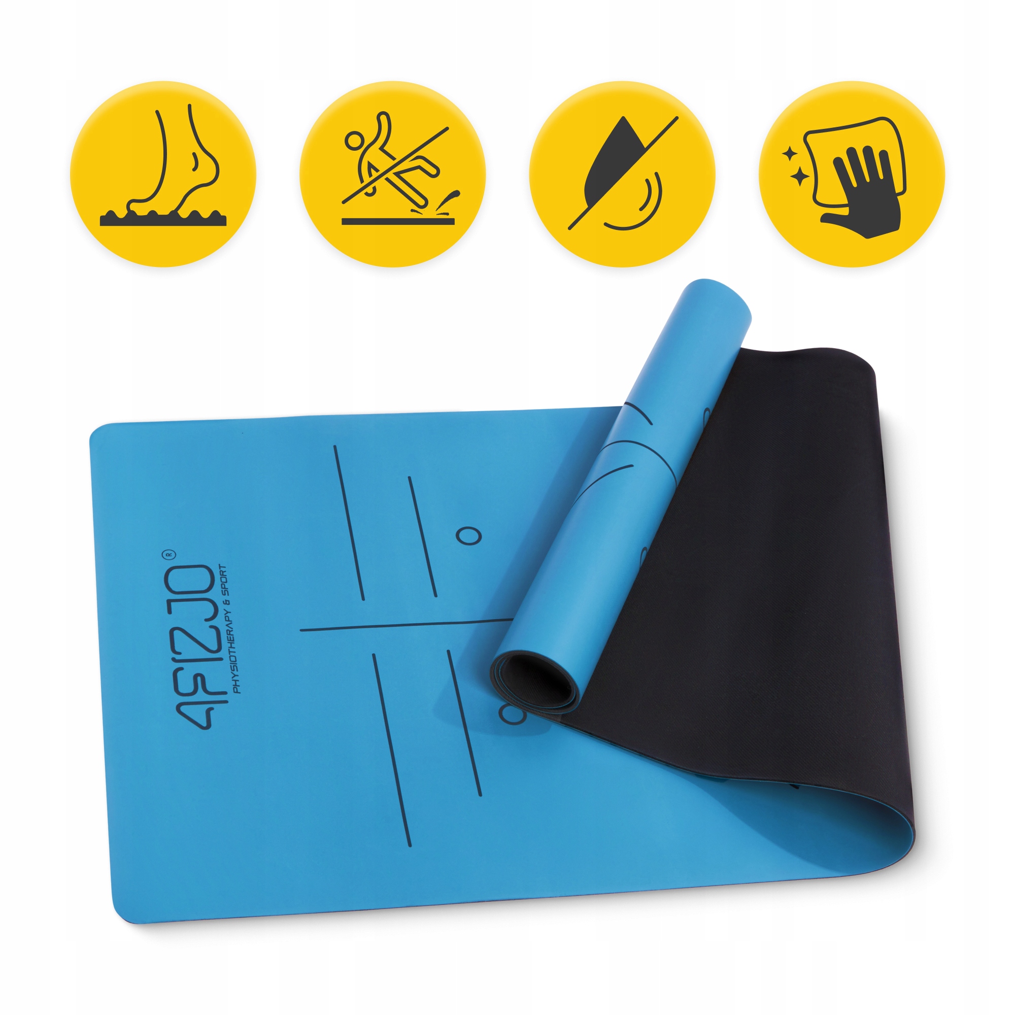 Килимок (мат) спортивний 4FIZJO PU 183 x 61 x 0.4 см для йоги та фітнесу Blue (P-5907739319555) — мініатюра 6
