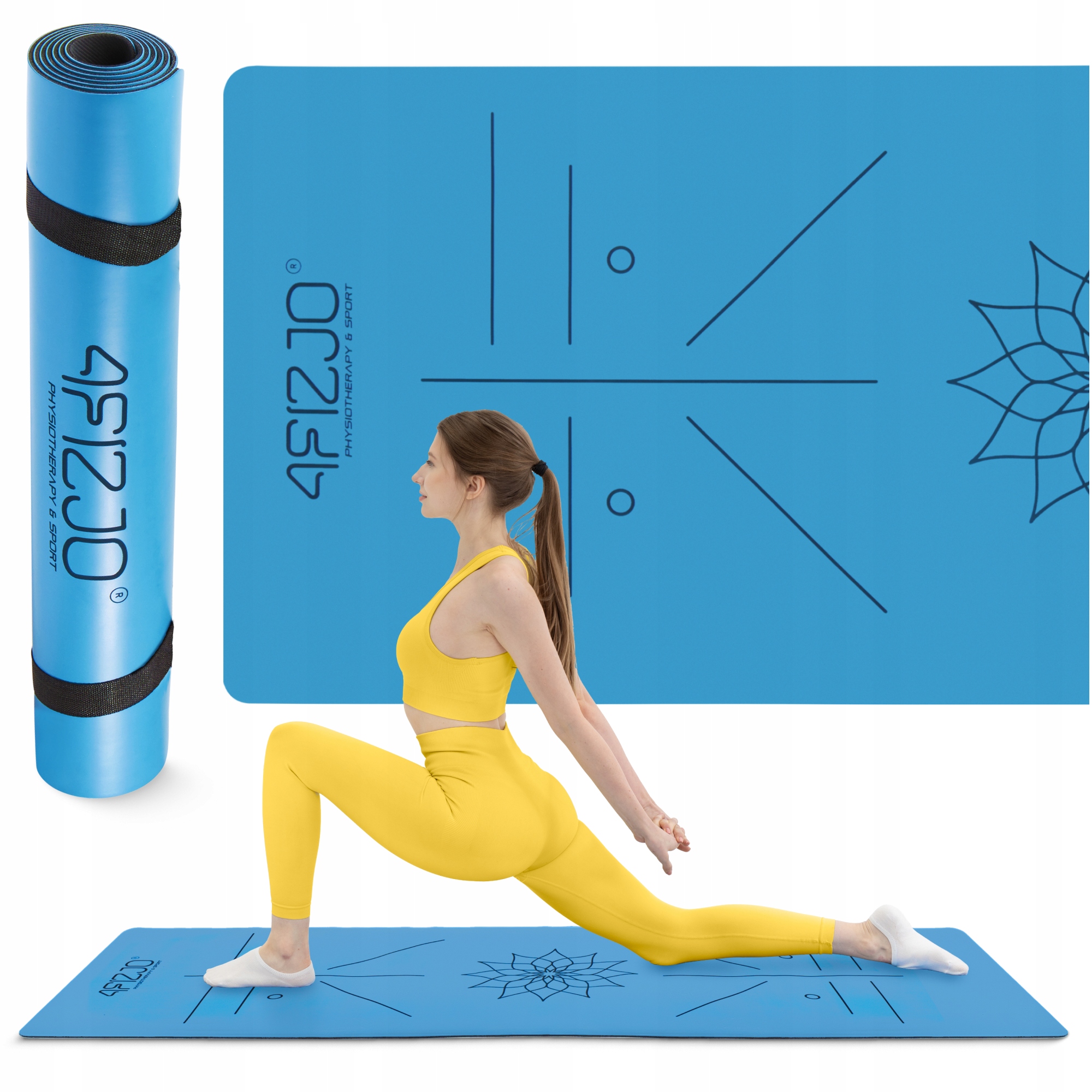 Килимок (мат) спортивний 4FIZJO PU 183 x 61 x 0.4 см для йоги та фітнесу Blue (P-5907739319555) — фото 1