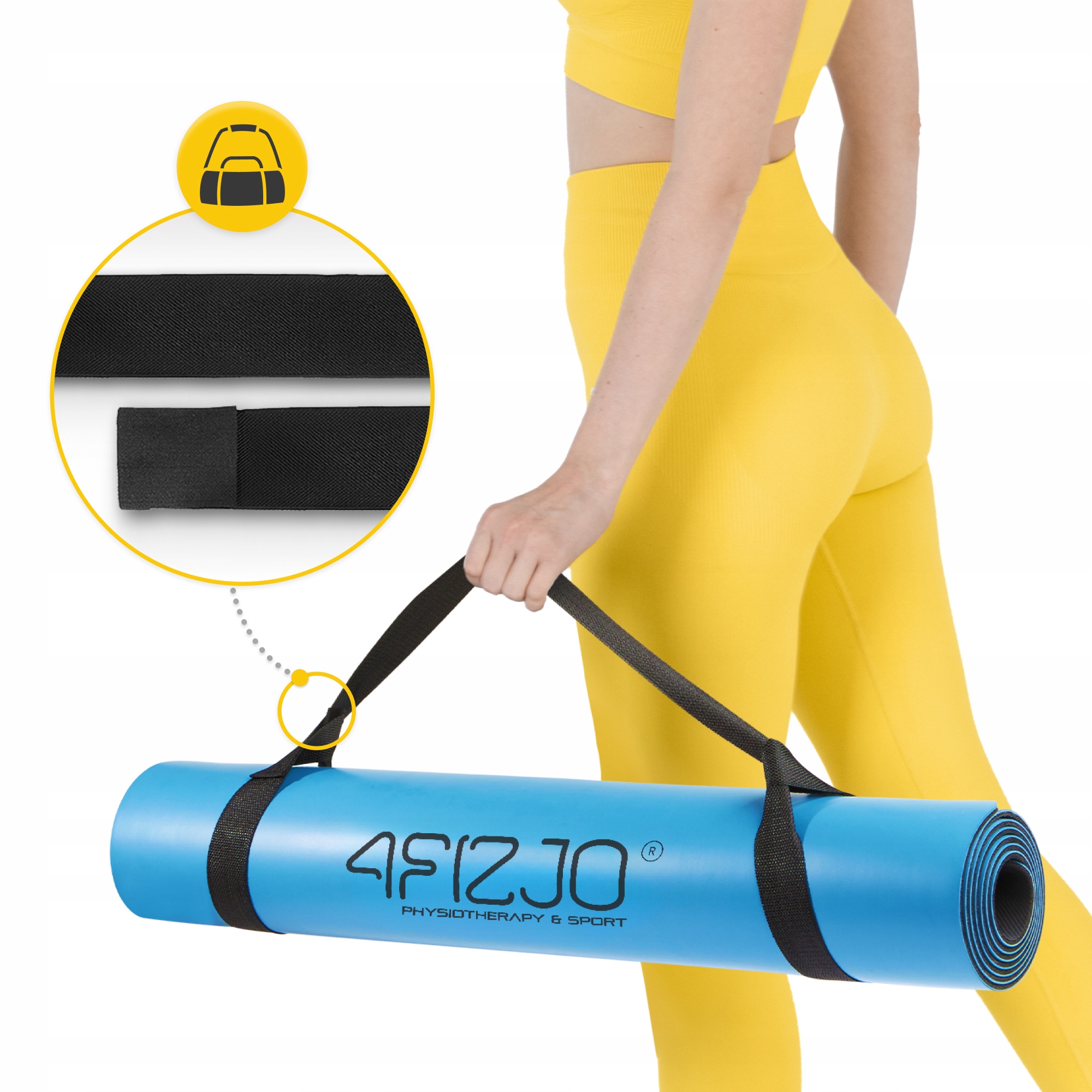 Килимок (мат) спортивний 4FIZJO PU 183 x 61 x 0.4 см для йоги та фітнесу Blue (P-5907739319555) — мініатюра 9