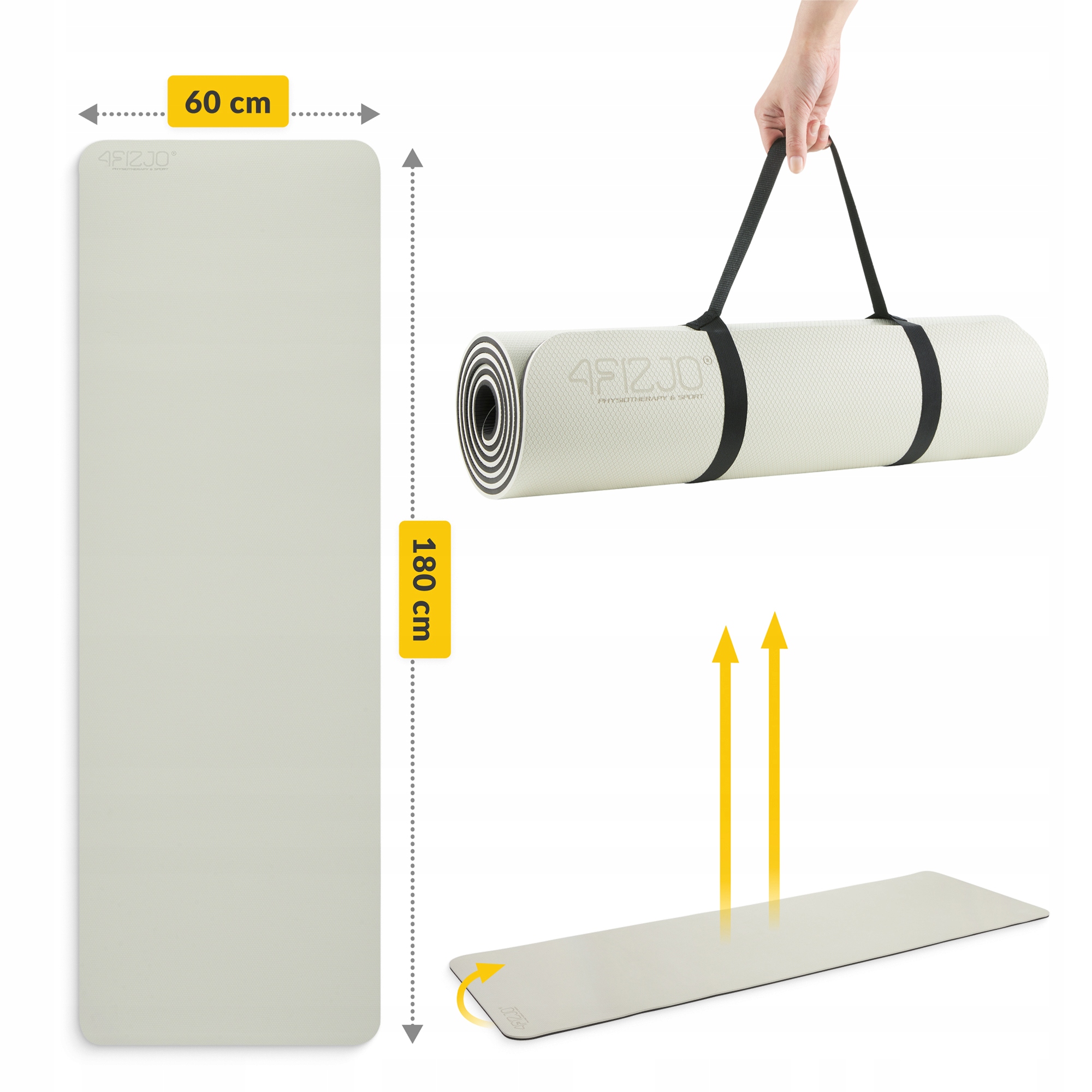 Килимок (мат) спортивний 4FIZJO TPE 180 x 60 x 0.6 см для йоги та фітнесу Grey/Black (P-5907739317100) — мініатюра 7