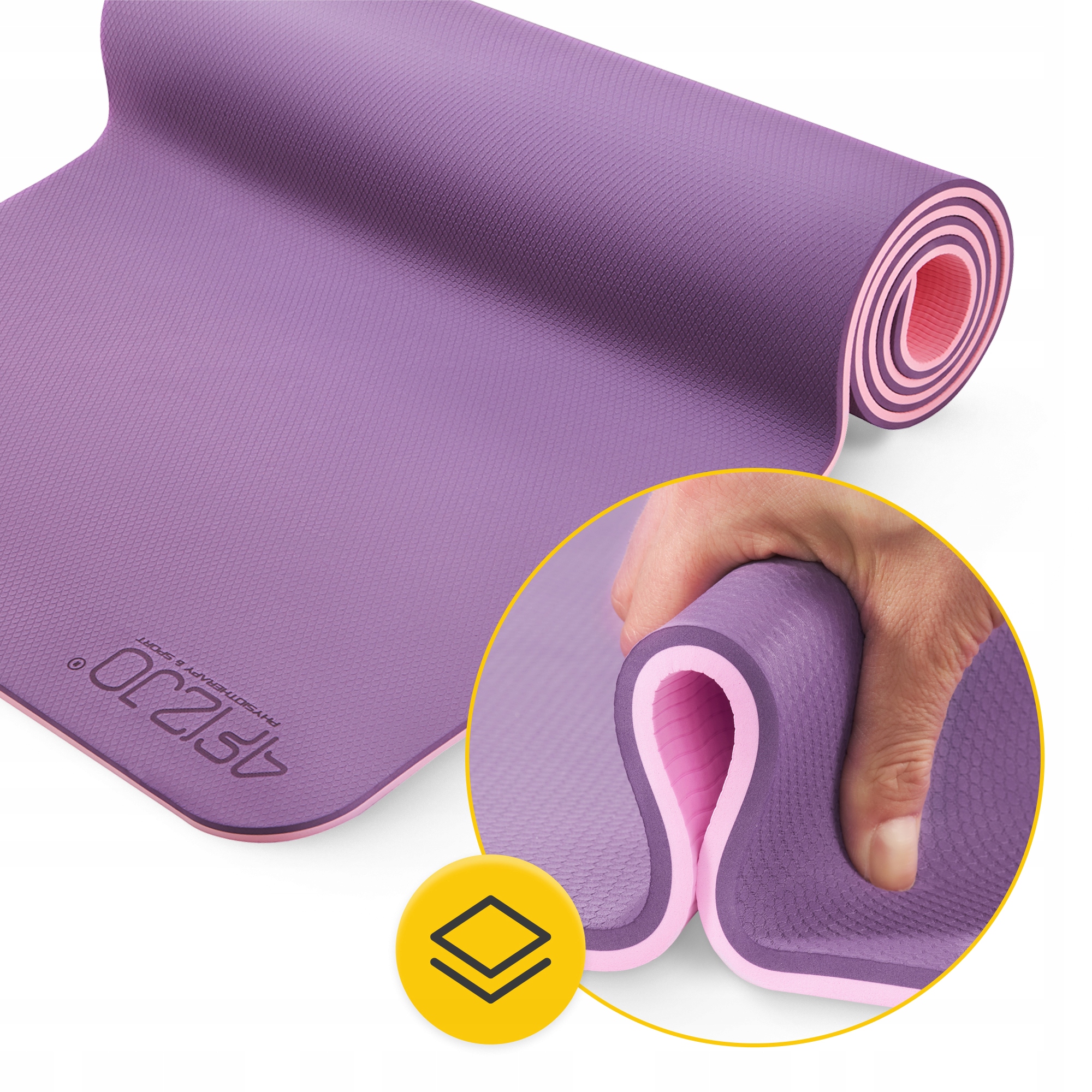 Килимок (мат) спортивний 4FIZJO TPE 180 x 60 x 0.6 см для йоги та фітнесу Violet/Pink (P-5907739316950) — фото 2