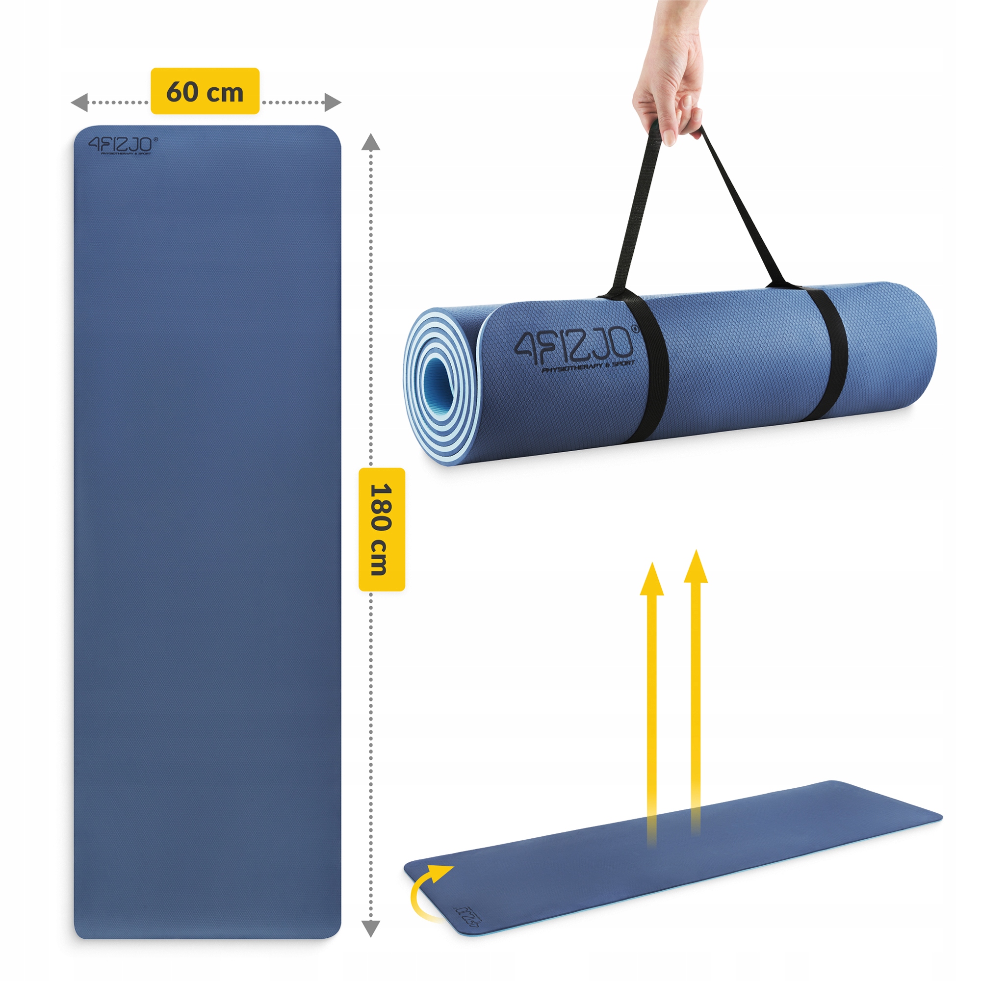 Килимок (мат) спортивний 4FIZJO TPE 180 x 60 x 1 см для йоги та фітнесу Blue/Sky Blue (P-5907739317094) — мініатюра 7