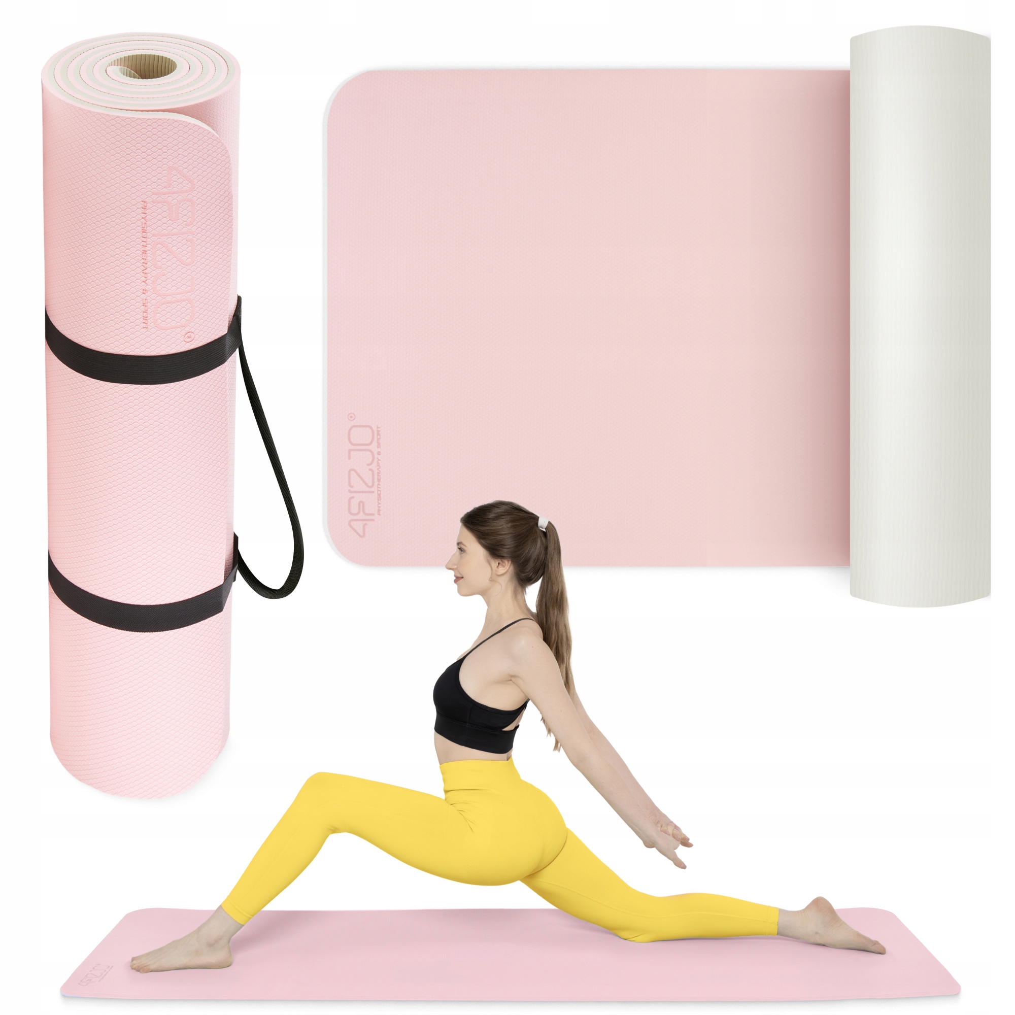 Килимок (мат) спортивний 4FIZJO TPE 180 x 60 x 1 см для йоги та фітнесу Pink/Grey (P-5907739311900) — фото 1