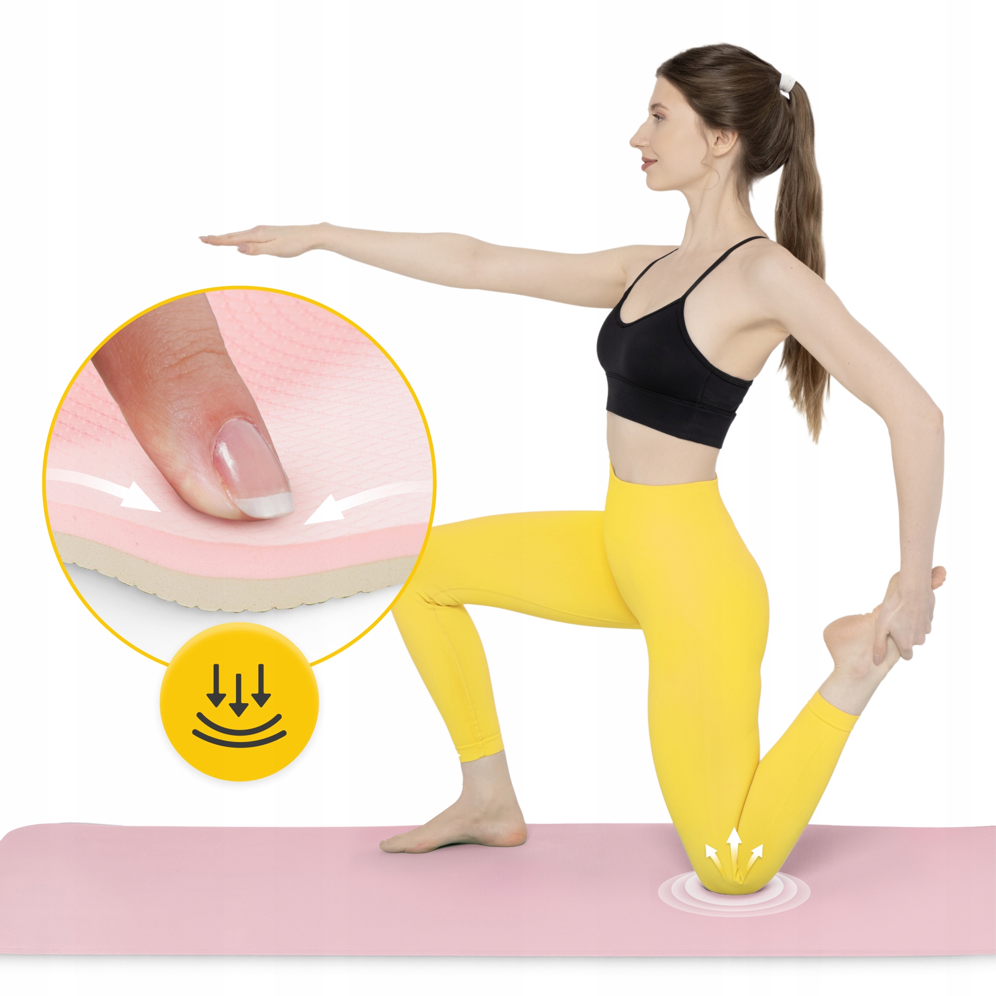 Килимок (мат) спортивний 4FIZJO TPE 180 x 60 x 1 см для йоги та фітнесу Pink/Grey (P-5907739311900) — фото 3