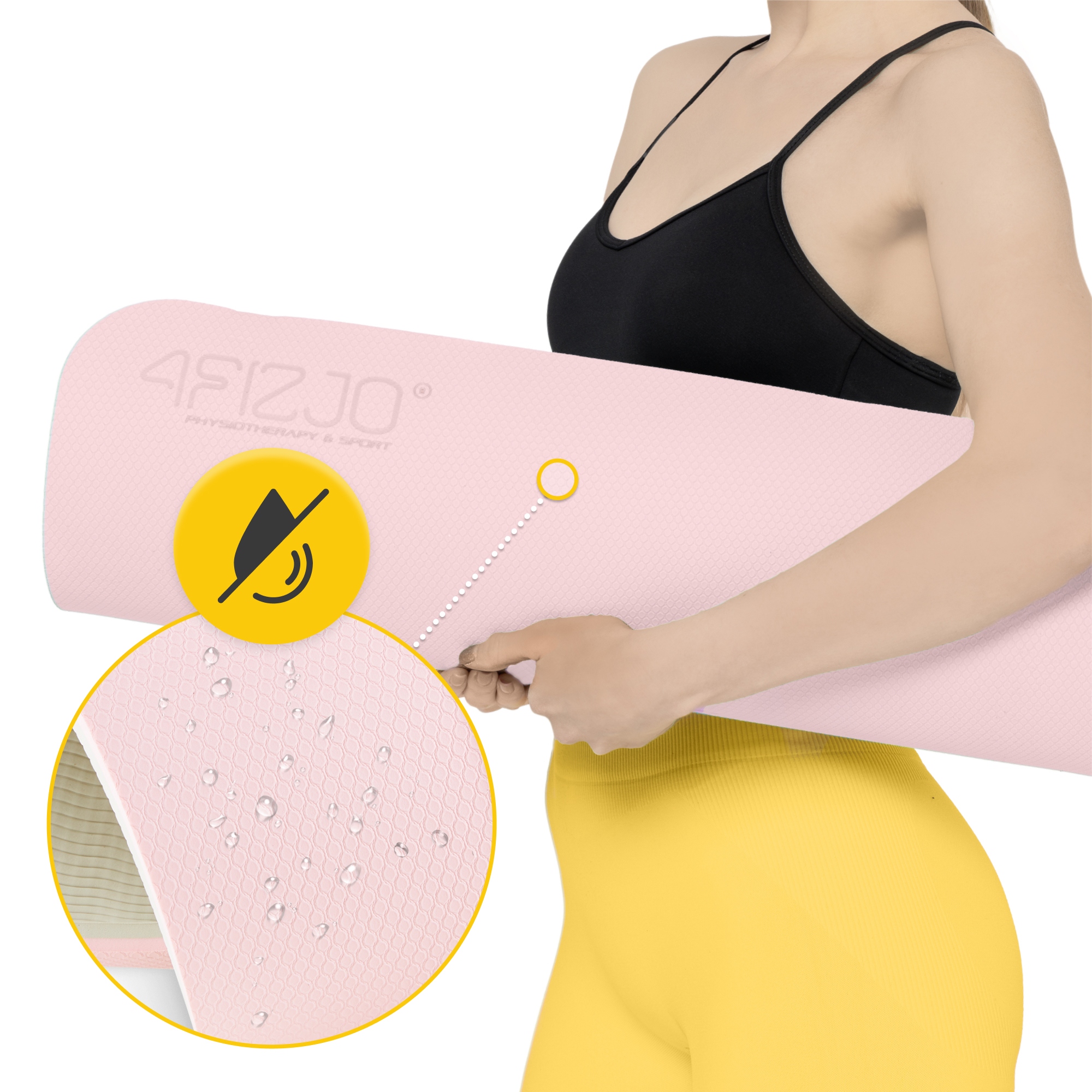 Килимок (мат) спортивний 4FIZJO TPE 180 x 60 x 1 см для йоги та фітнесу Pink/Grey (P-5907739311900) — фото 4