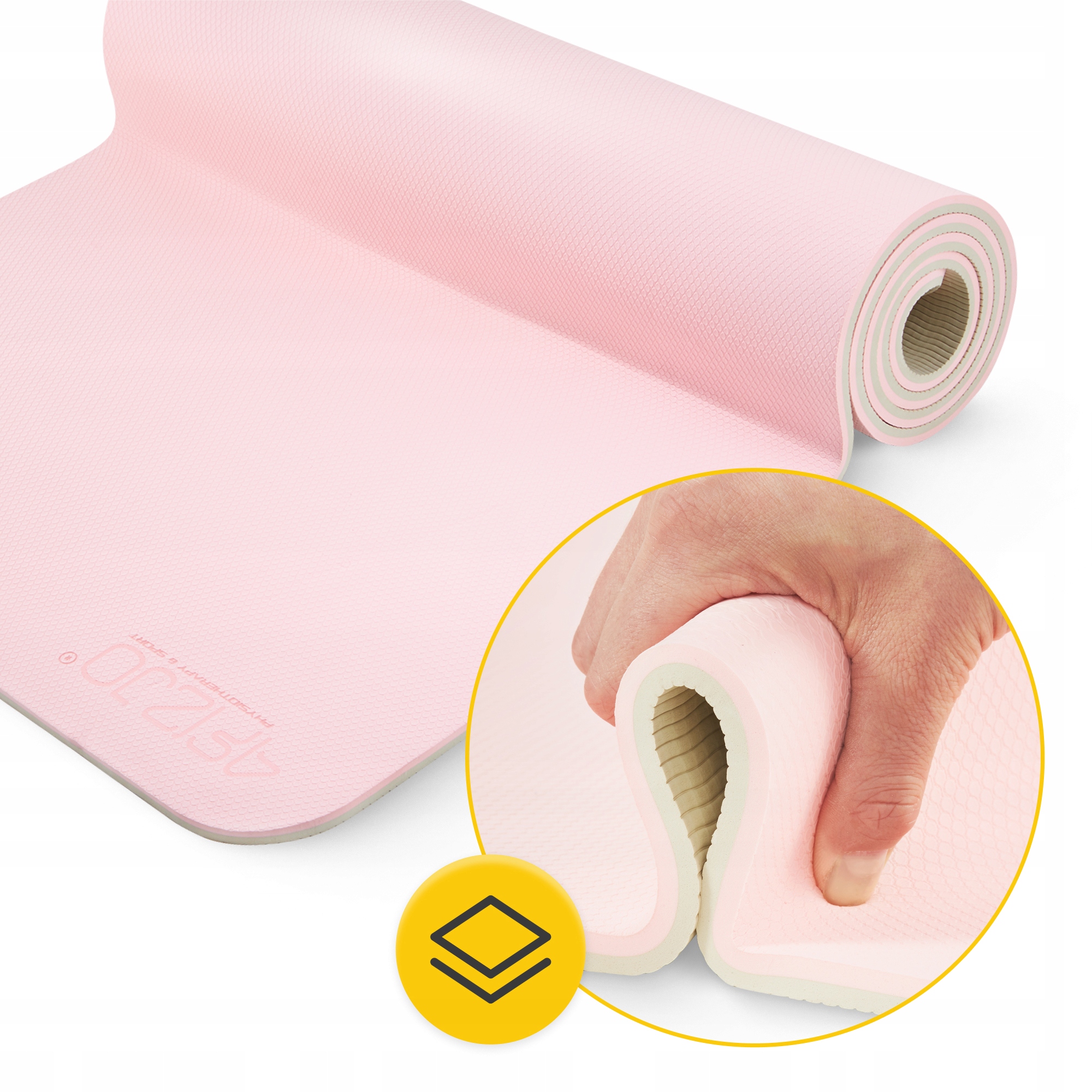 Килимок (мат) спортивний 4FIZJO TPE 180 x 60 x 1 см для йоги та фітнесу Pink/Grey (P-5907739311900) — мініатюра 7