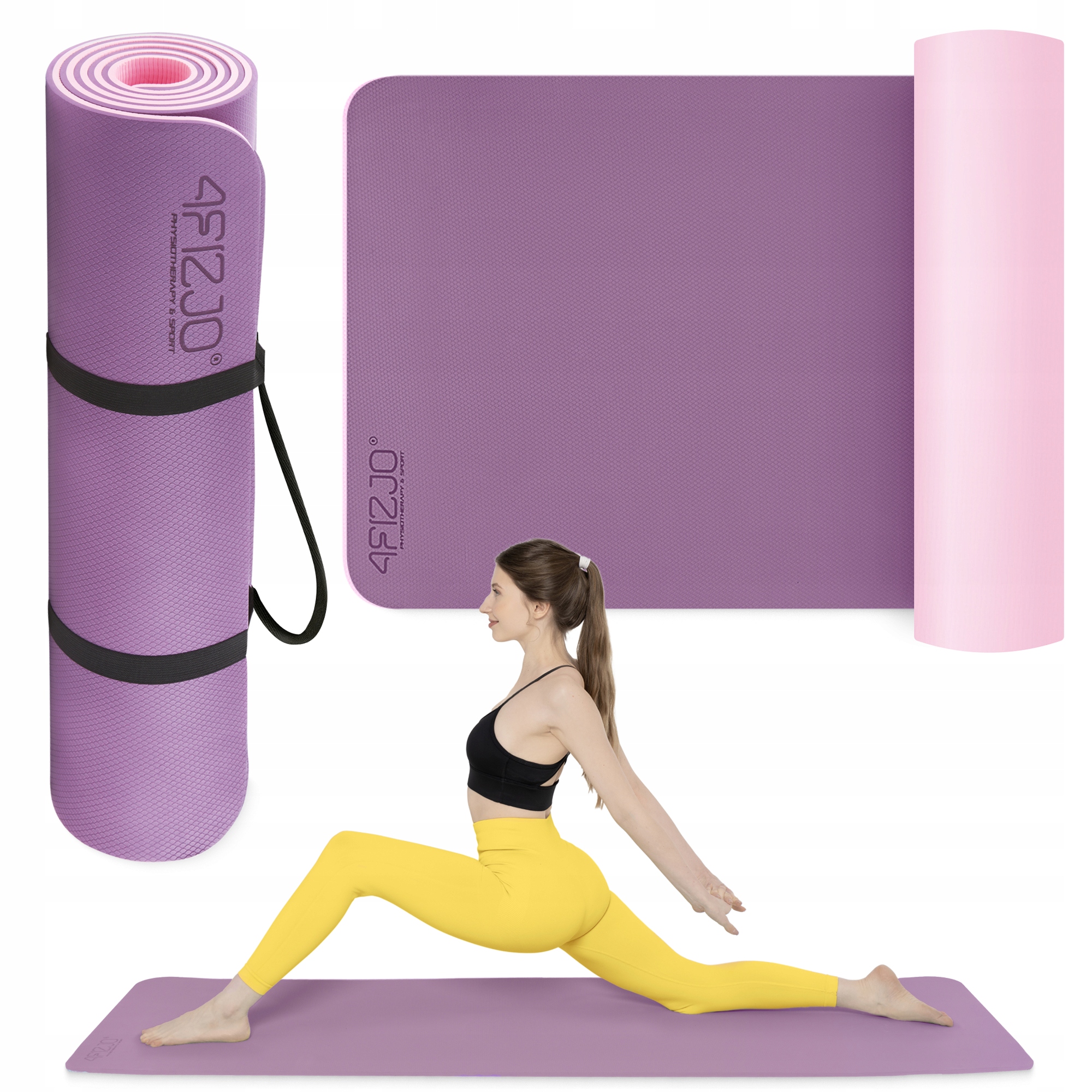 Килимок (мат) спортивний 4FIZJO TPE 180 x 60 x 1 см для йоги та фітнесу Violet/Pink (P-5907739316967) — фото 1