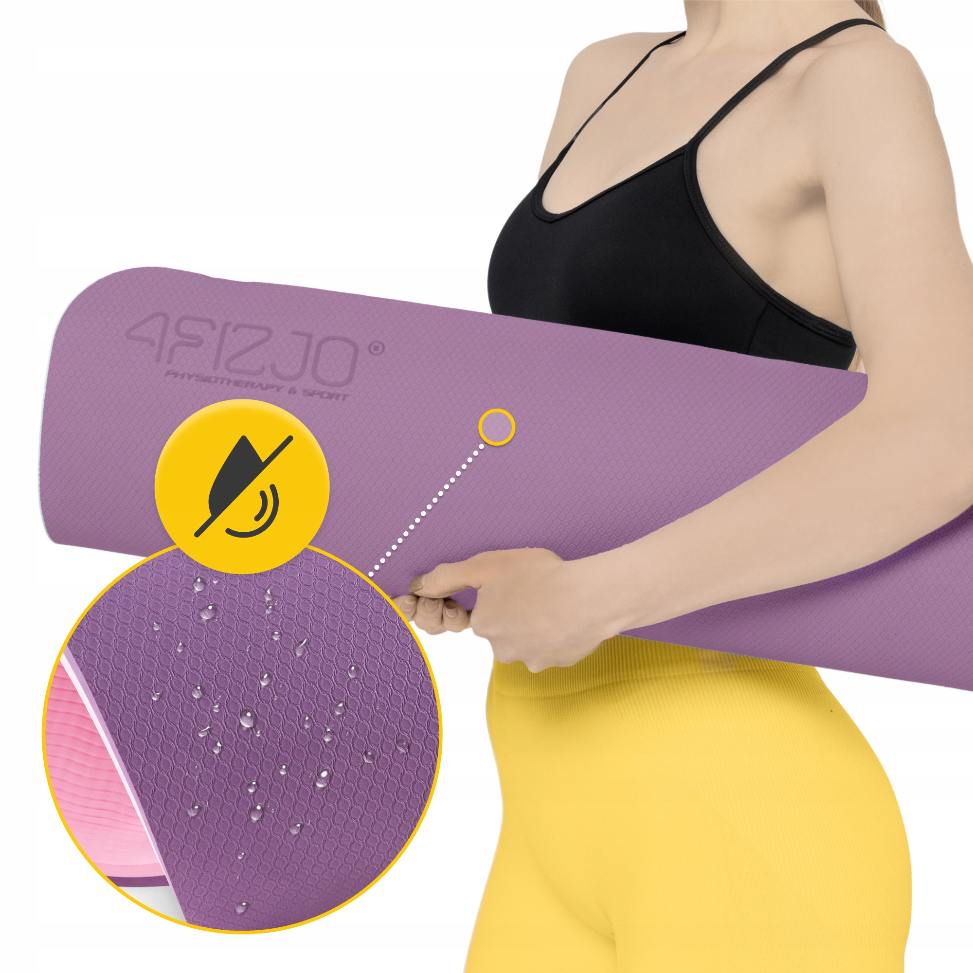 Килимок (мат) спортивний 4FIZJO TPE 180 x 60 x 1 см для йоги та фітнесу Violet/Pink (P-5907739316967) — мініатюра 8