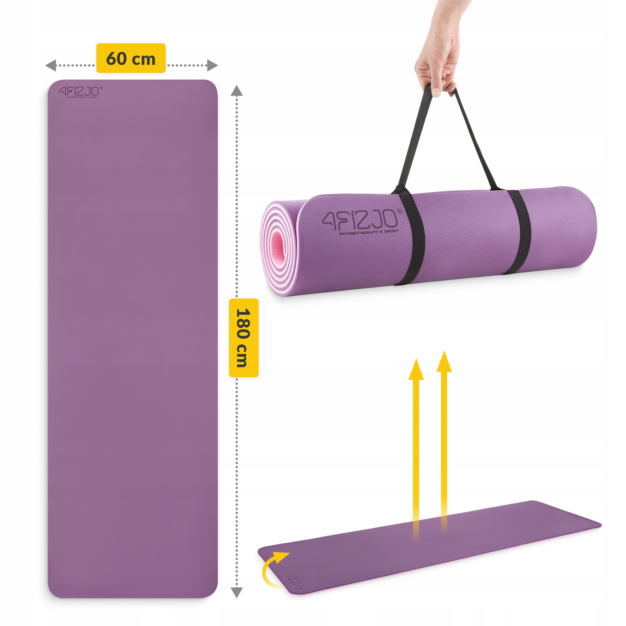 Килимок (мат) спортивний 4FIZJO TPE 180 x 60 x 1 см для йоги та фітнесу Violet/Pink (P-5907739316967) — фото 5