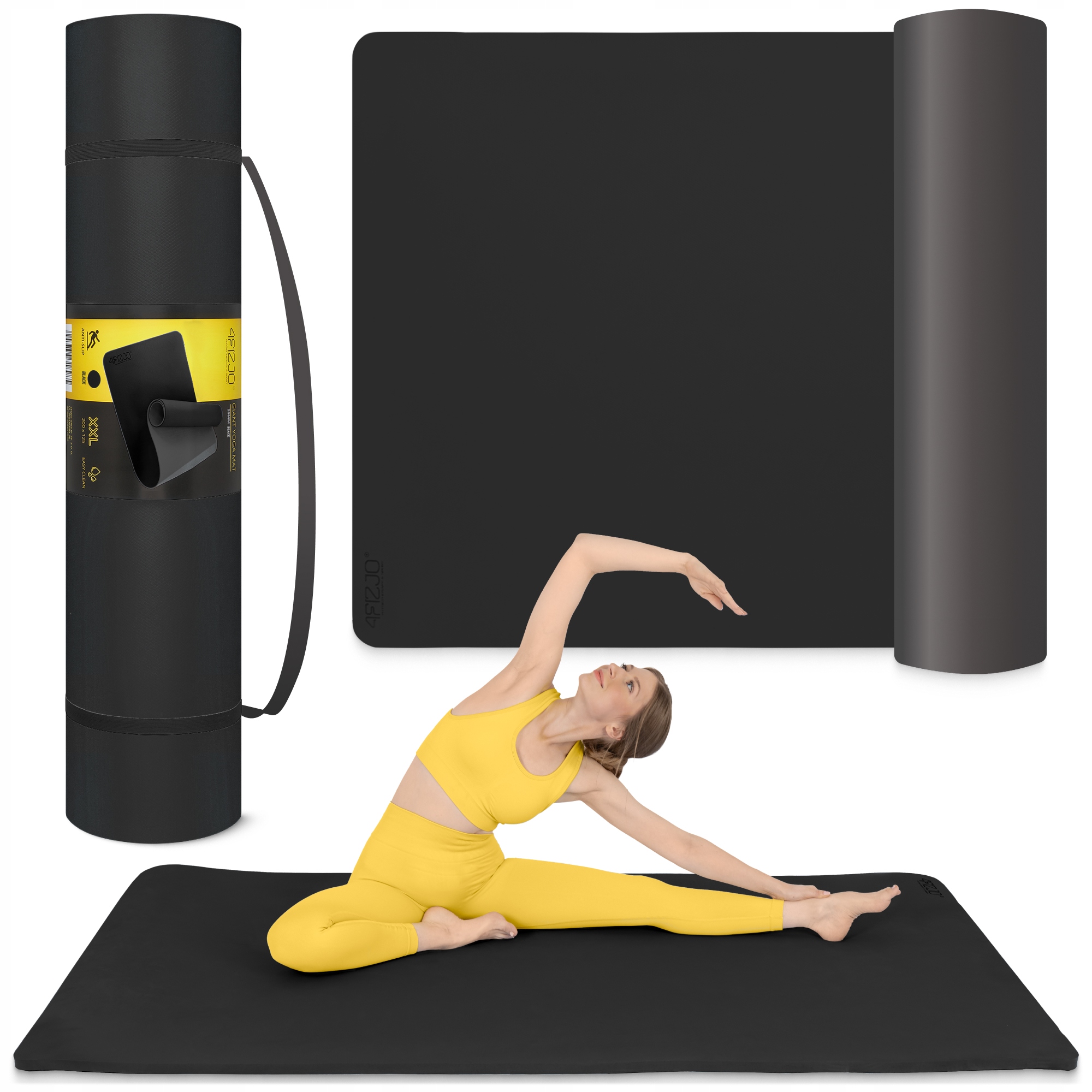 Килимок (мат) спортивний 4FIZJO TPE Gigant 200 x 125 x 2 см для йоги та фітнесу Black (P-5907739318992) — фото 1