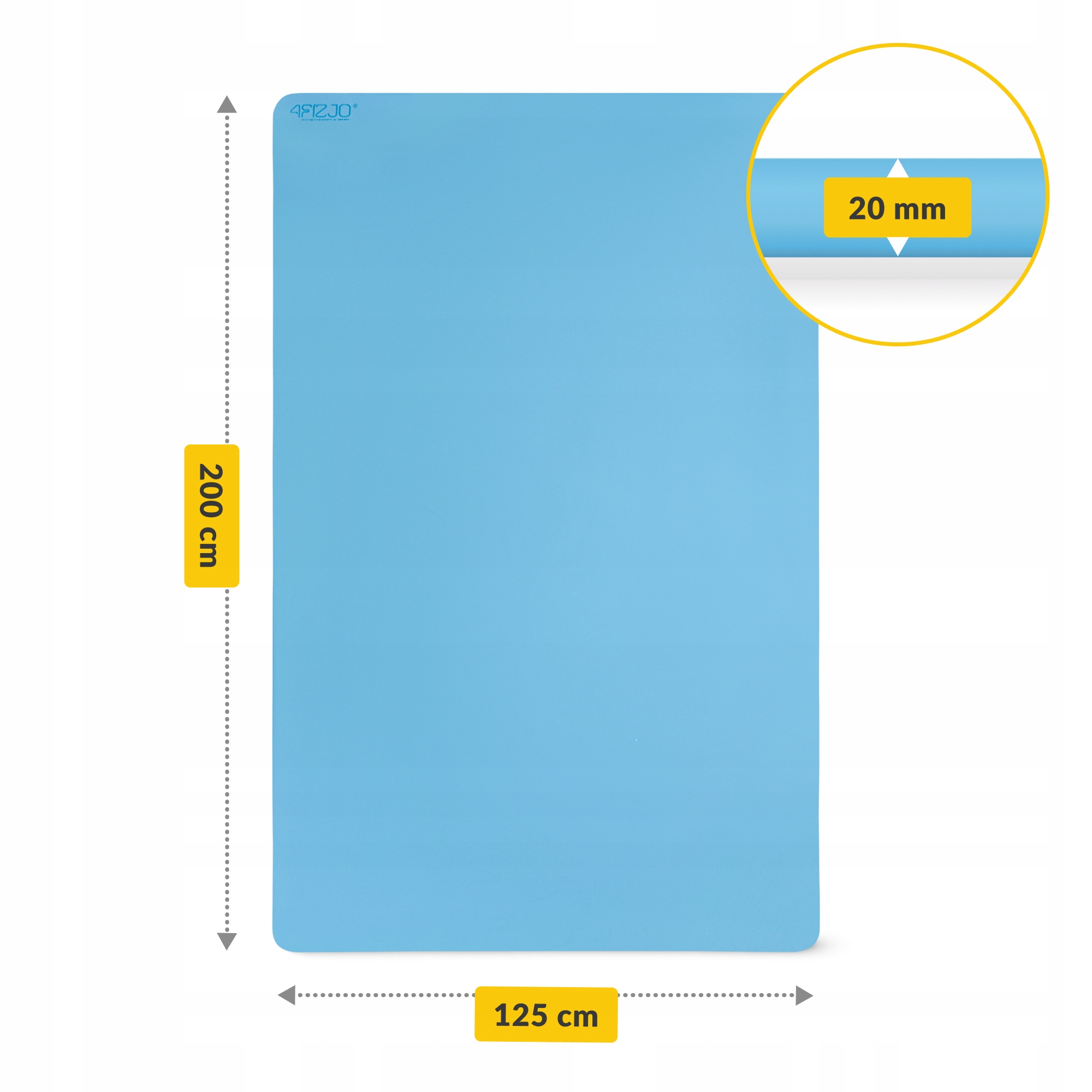 Килимок (мат) спортивний 4FIZJO TPE Gigant 200 x 125 x 2 см для йоги та фітнесу Sky Blue (P-5907739318985) — мініатюра 7