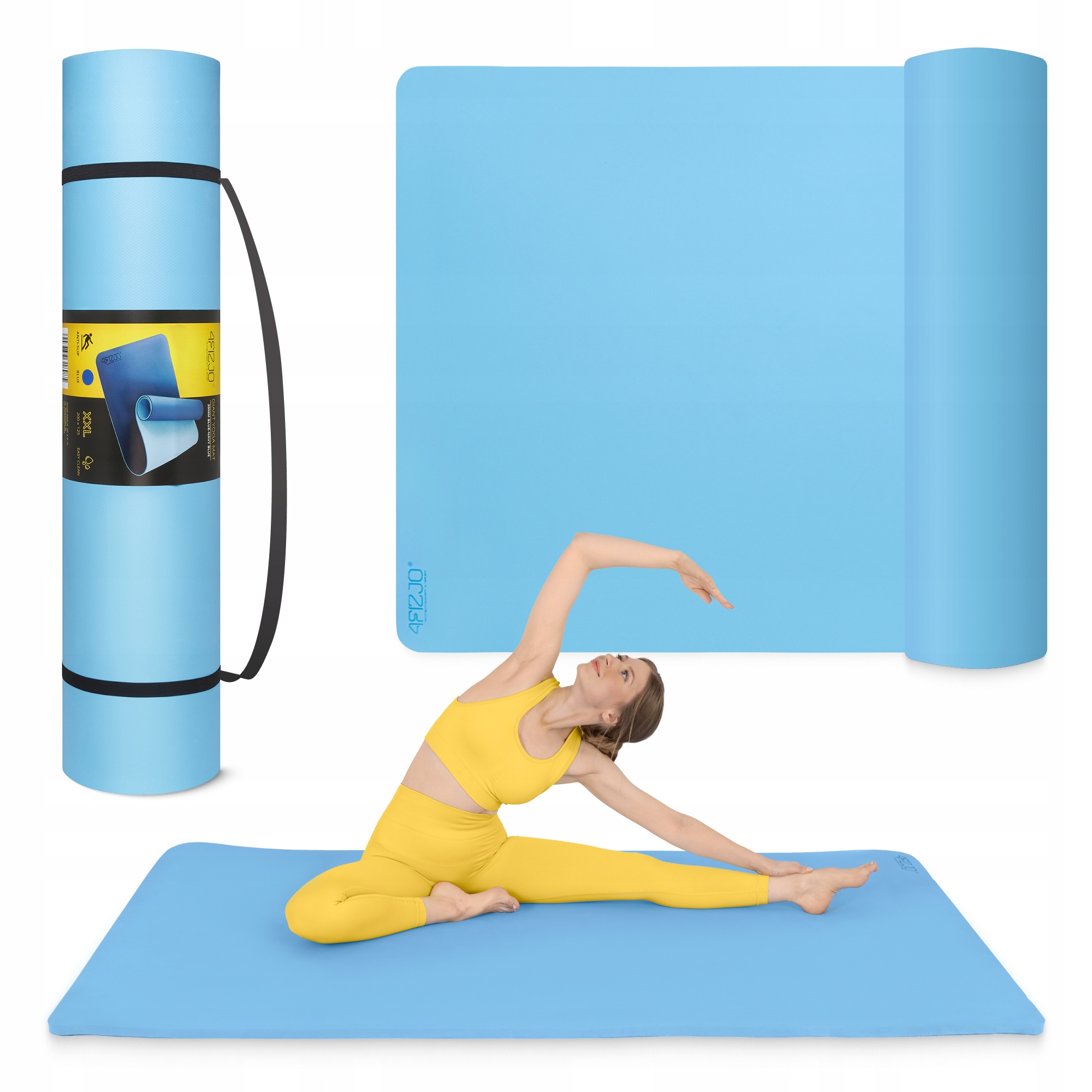 Килимок (мат) спортивний 4FIZJO TPE Gigant 200 x 125 x 2 см для йоги та фітнесу Sky Blue (P-5907739318985) — фото 1