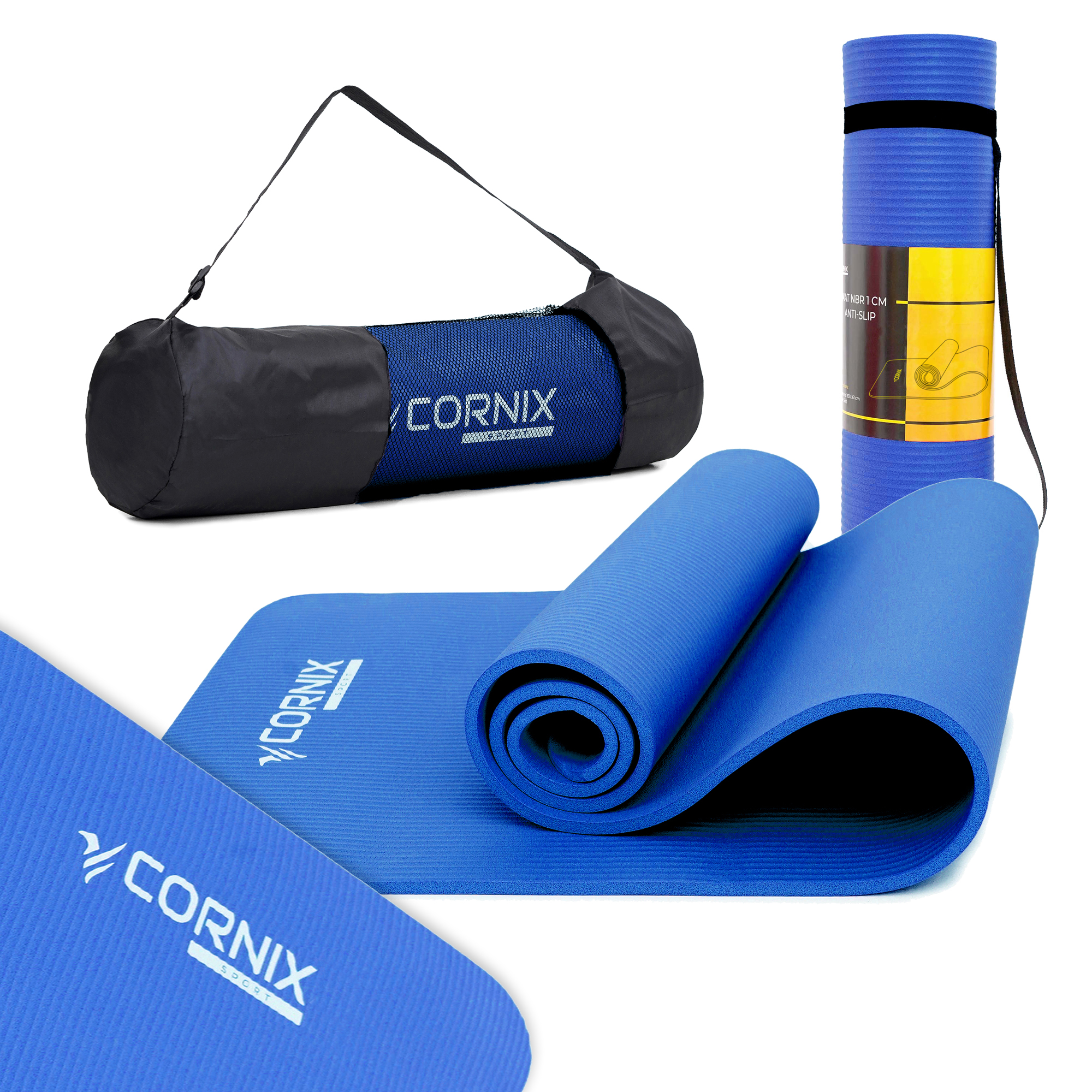 Килимок спортивний Cornix NBR 183 x 61 x 1 cм для йоги та фітнесу XR-0009 Blue — фото 1
