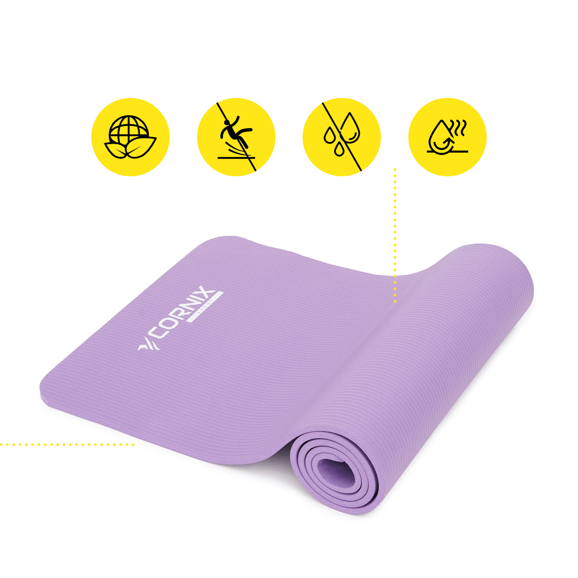 Килимок спортивний Cornix NBR 183 x 61 x 1 cм для йоги та фітнесу XR-0011 Violet — мініатюра 6