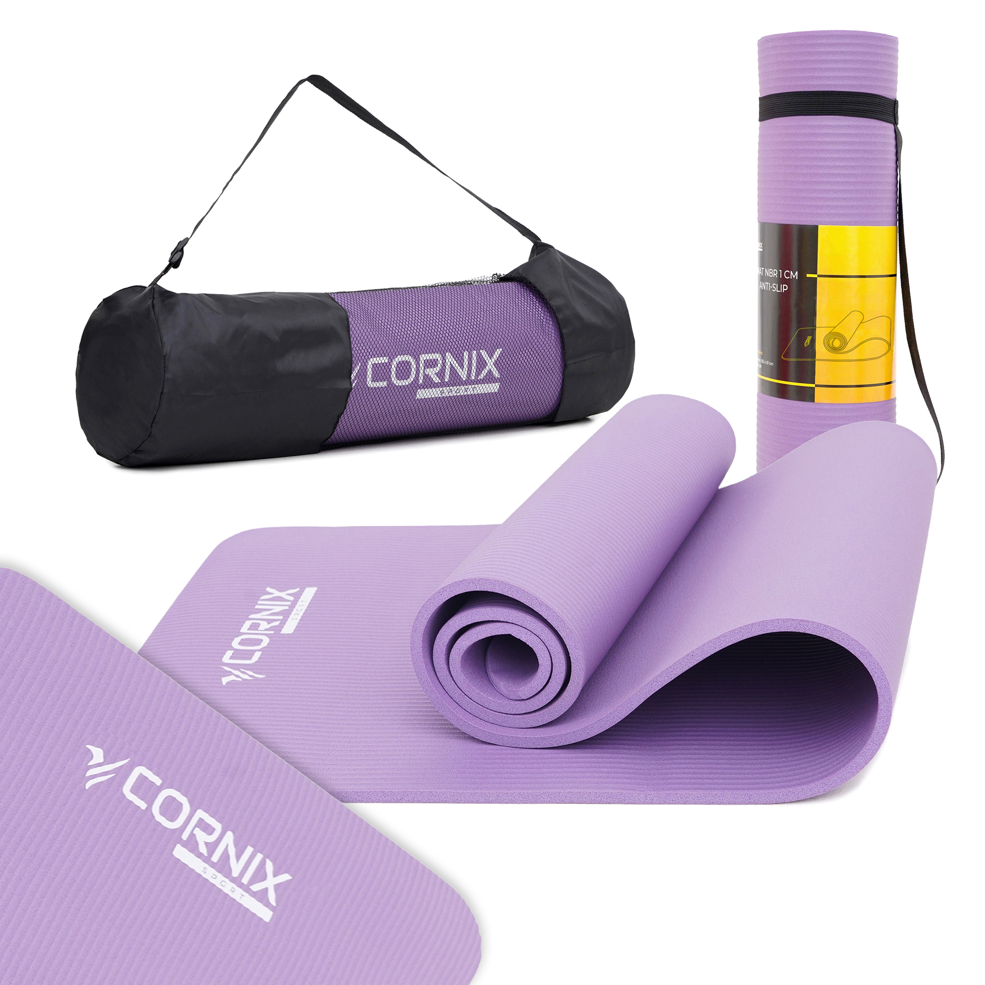 Килимок спортивний Cornix NBR 183 x 61 x 1 cм для йоги та фітнесу XR-0011 Violet — фото 1