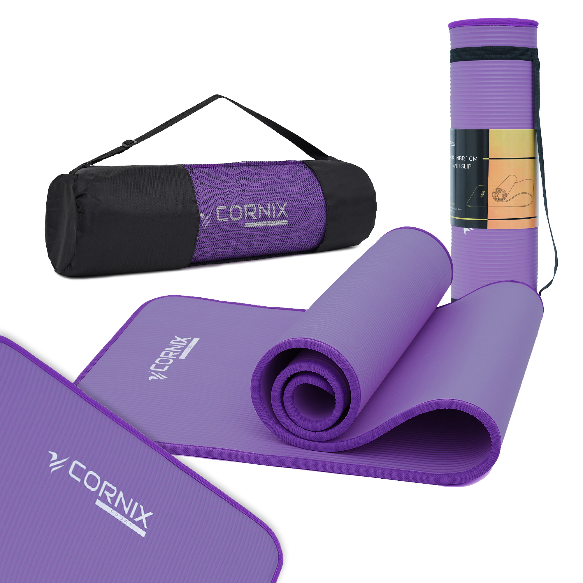 Килимок спортивний Cornix NBR 183 x 61 x 1 cм для йоги та фітнесу XR-0093 Purple/Purple — фото 1