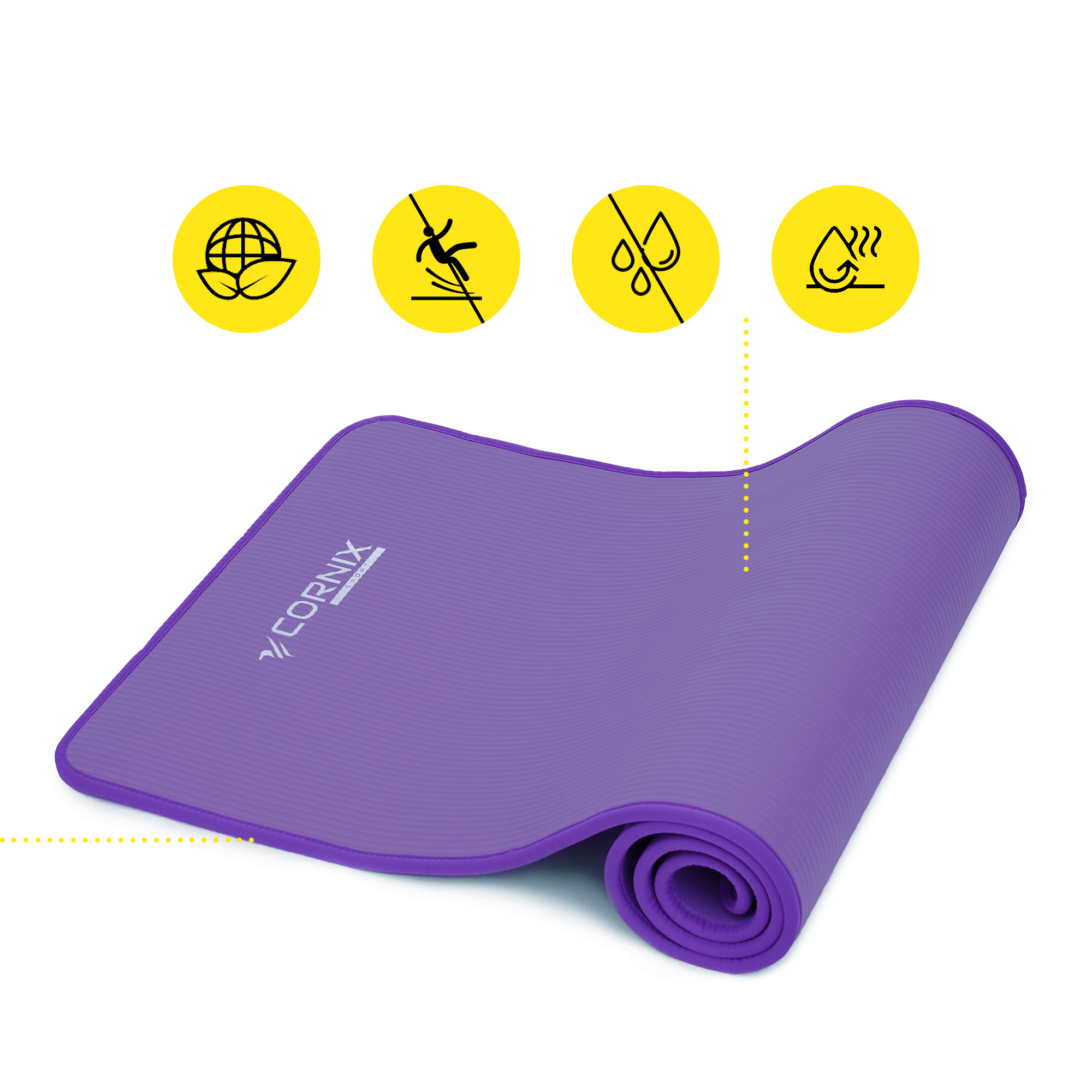 Килимок спортивний Cornix NBR 183 x 61 x 1 cм для йоги та фітнесу XR-0093 Purple/Purple — фото 2