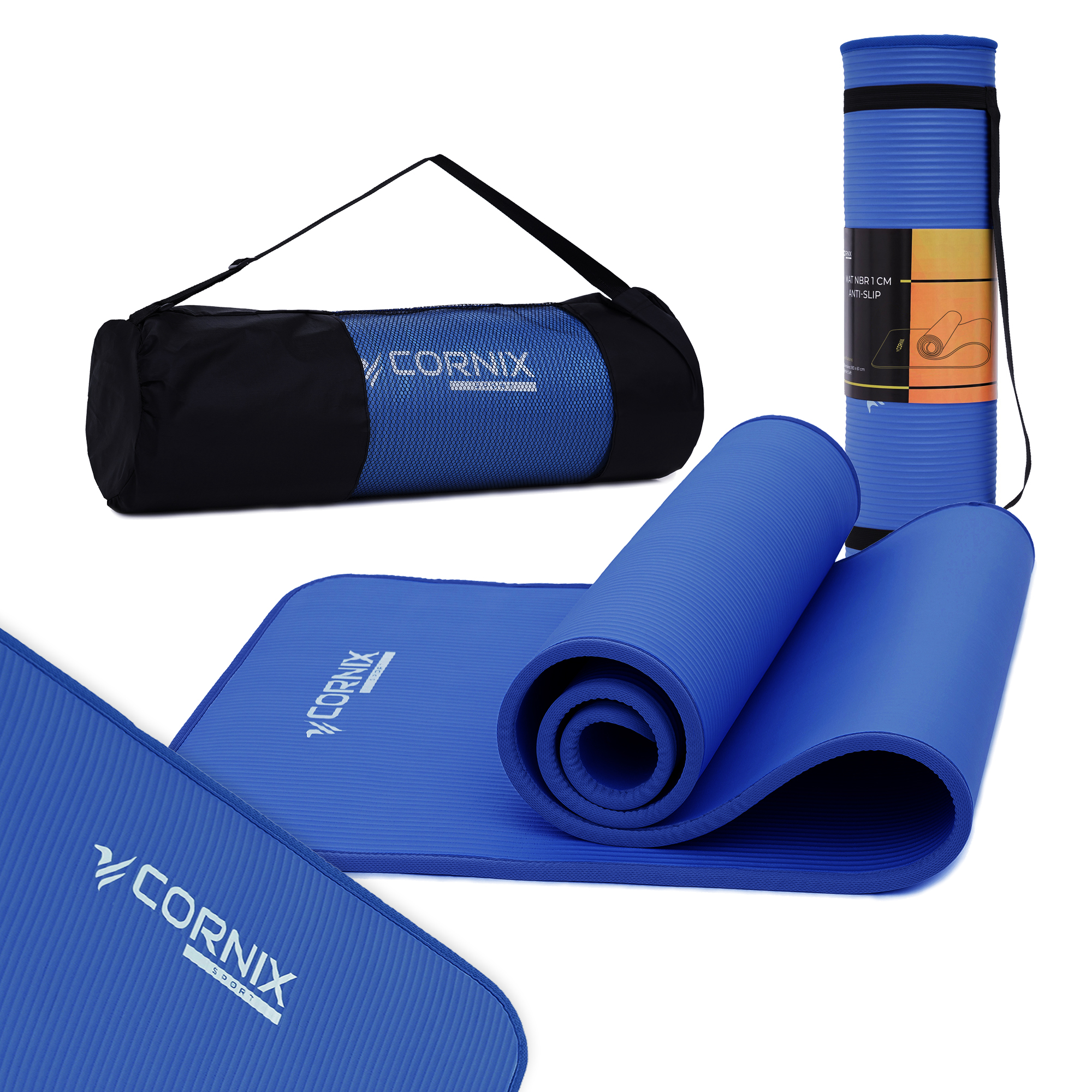 Килимок спортивний Cornix NBR 183 x 61 x 1 cм для йоги та фітнесу XR-0096 Blue/Blue — фото 1