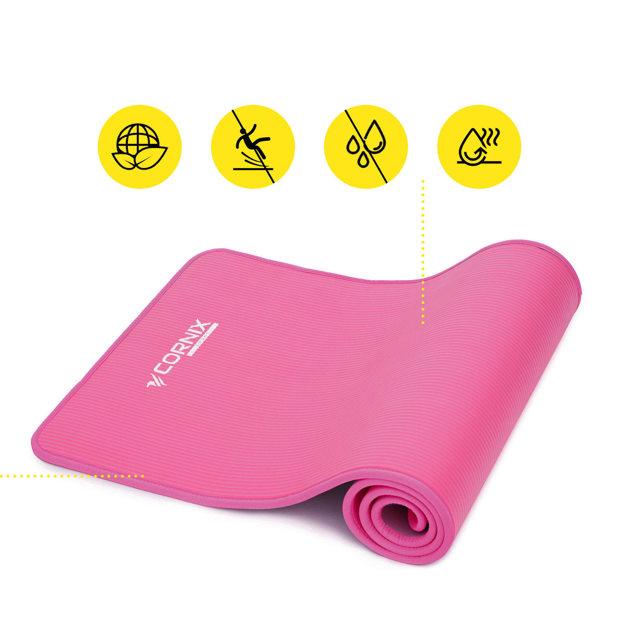 Килимок спортивний Cornix NBR 183 x 61 x 1 cм для йоги та фітнесу XR-0097 Pink/Pink — фото 5