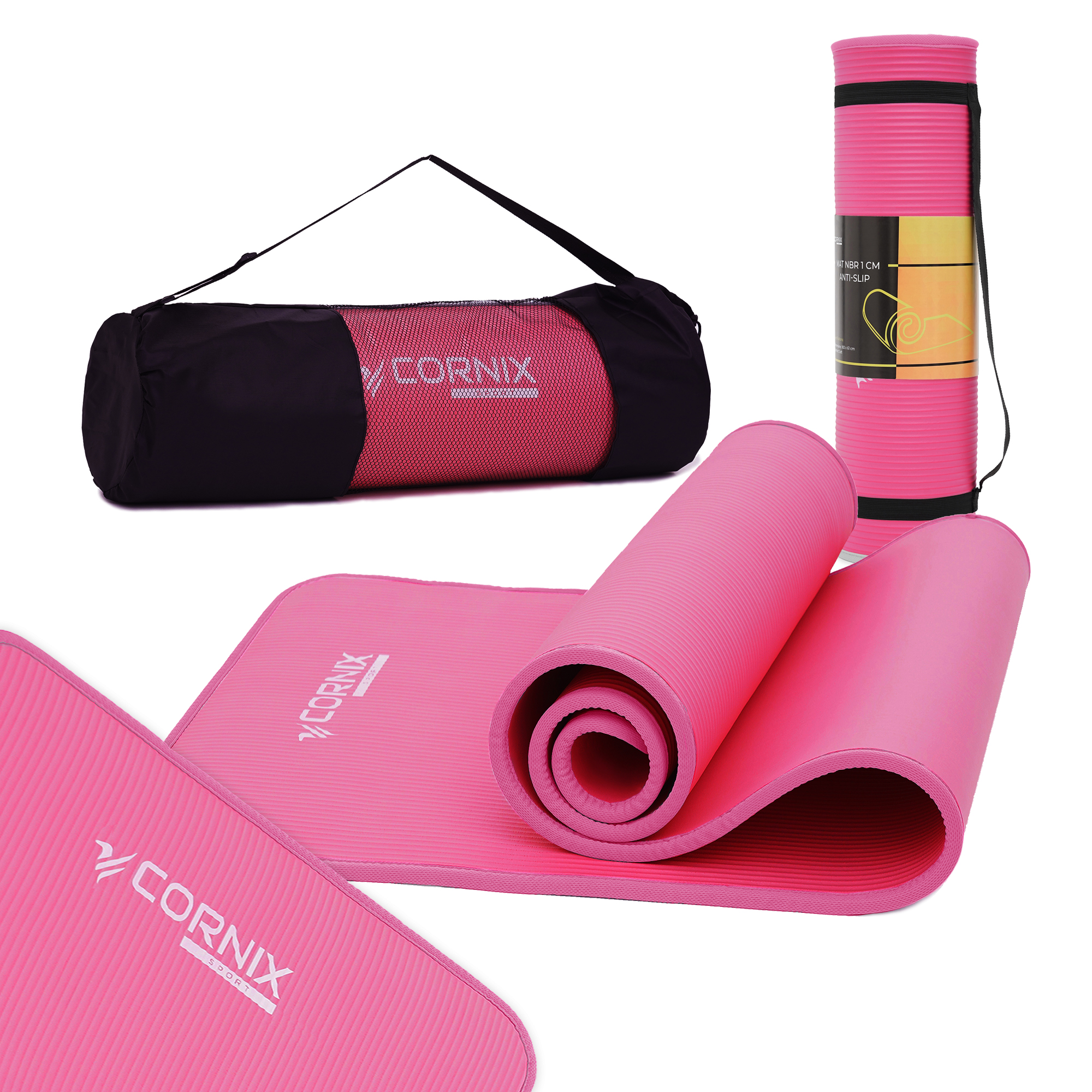 Килимок спортивний Cornix NBR 183 x 61 x 1 cм для йоги та фітнесу XR-0097 Pink/Pink — фото 1
