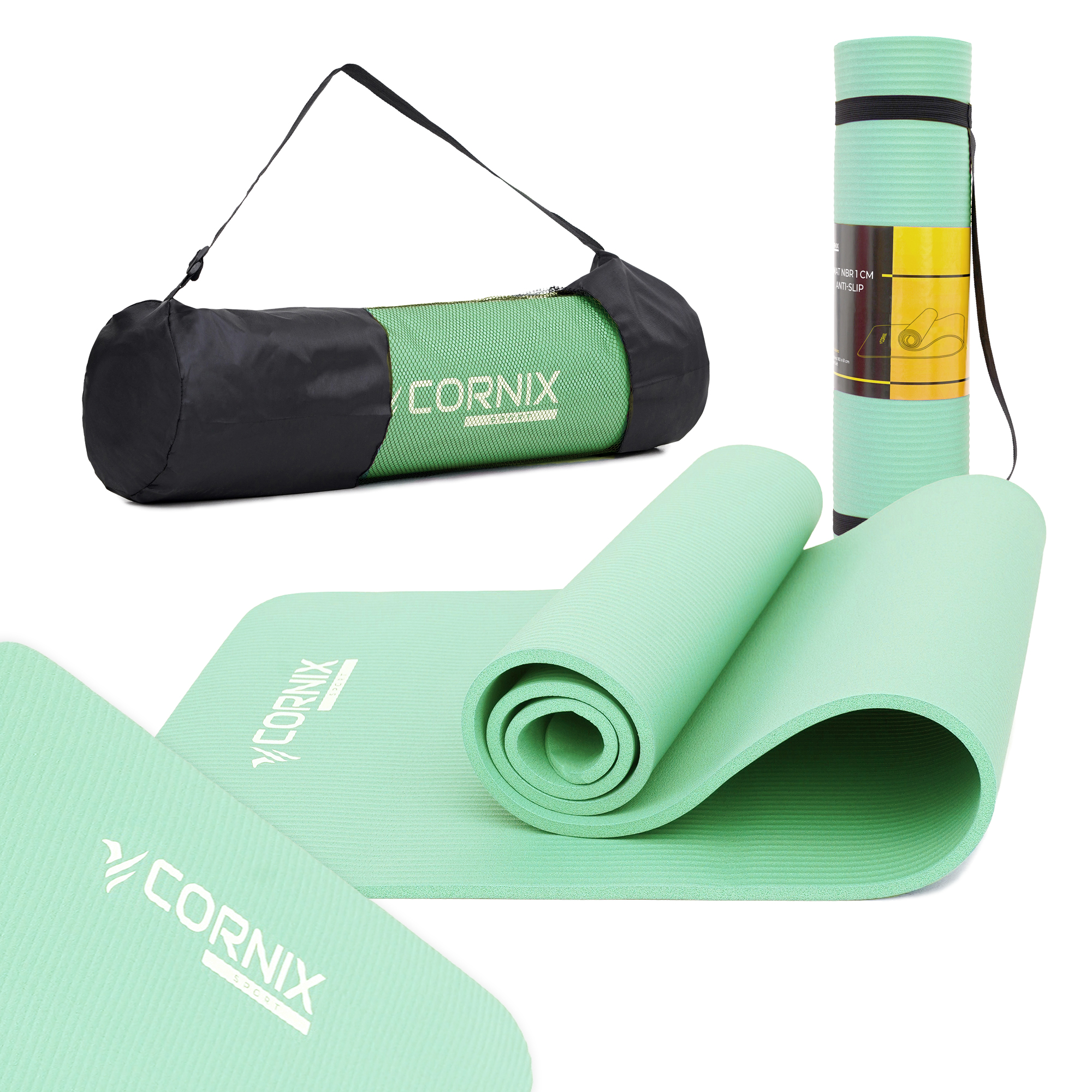 Килимок спортивний Cornix NBR 183 x 61 x 1 cм для йоги та фітнесу XR-0491 Light Green — фото 1