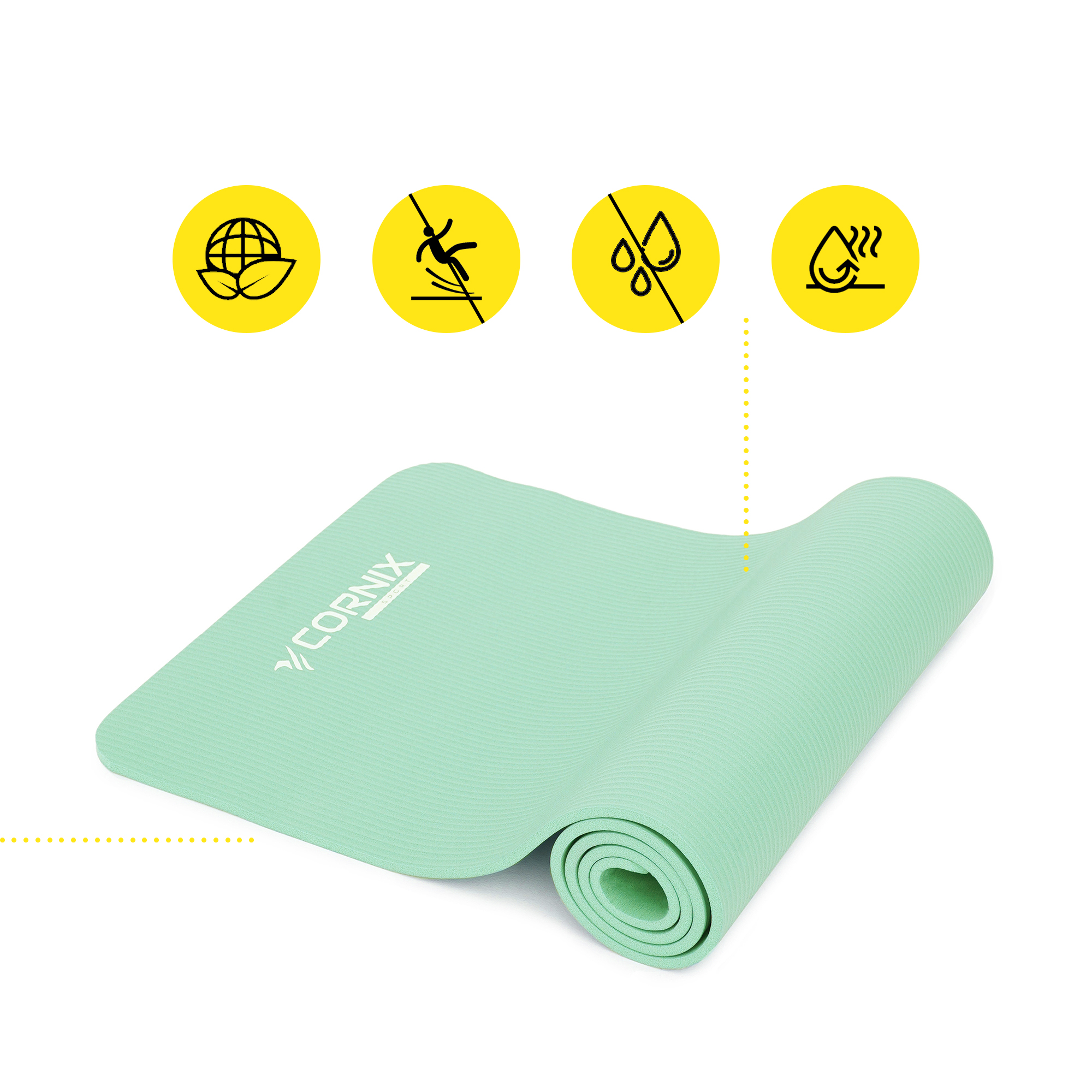 Килимок спортивний Cornix NBR 183 x 61 x 1 cм для йоги та фітнесу XR-0491 Light Green — фото 2