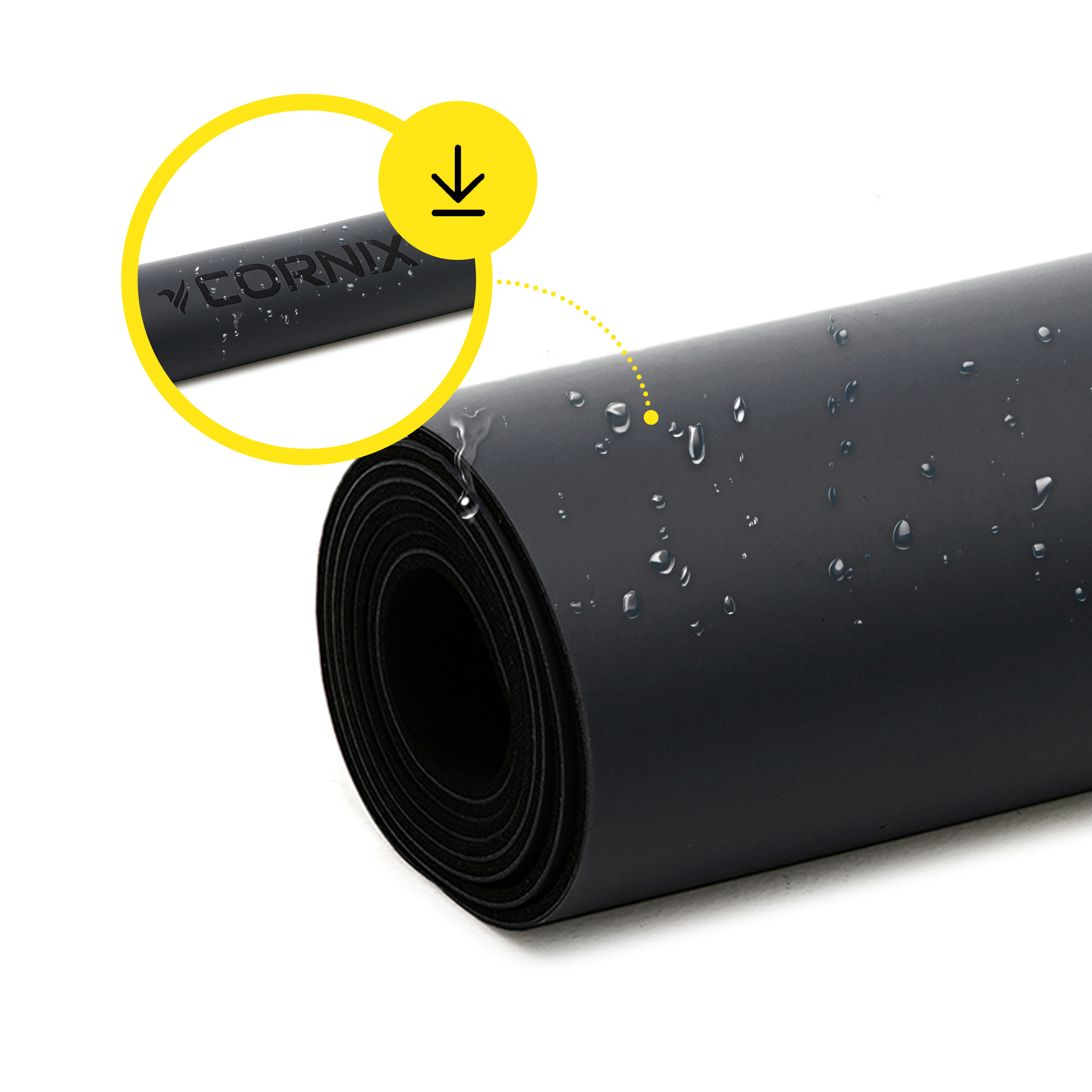 Килимок спортивний Cornix PU 183 x 68 x 0.4 см для йоги та фітнесу XR-0317 Black — фото 4