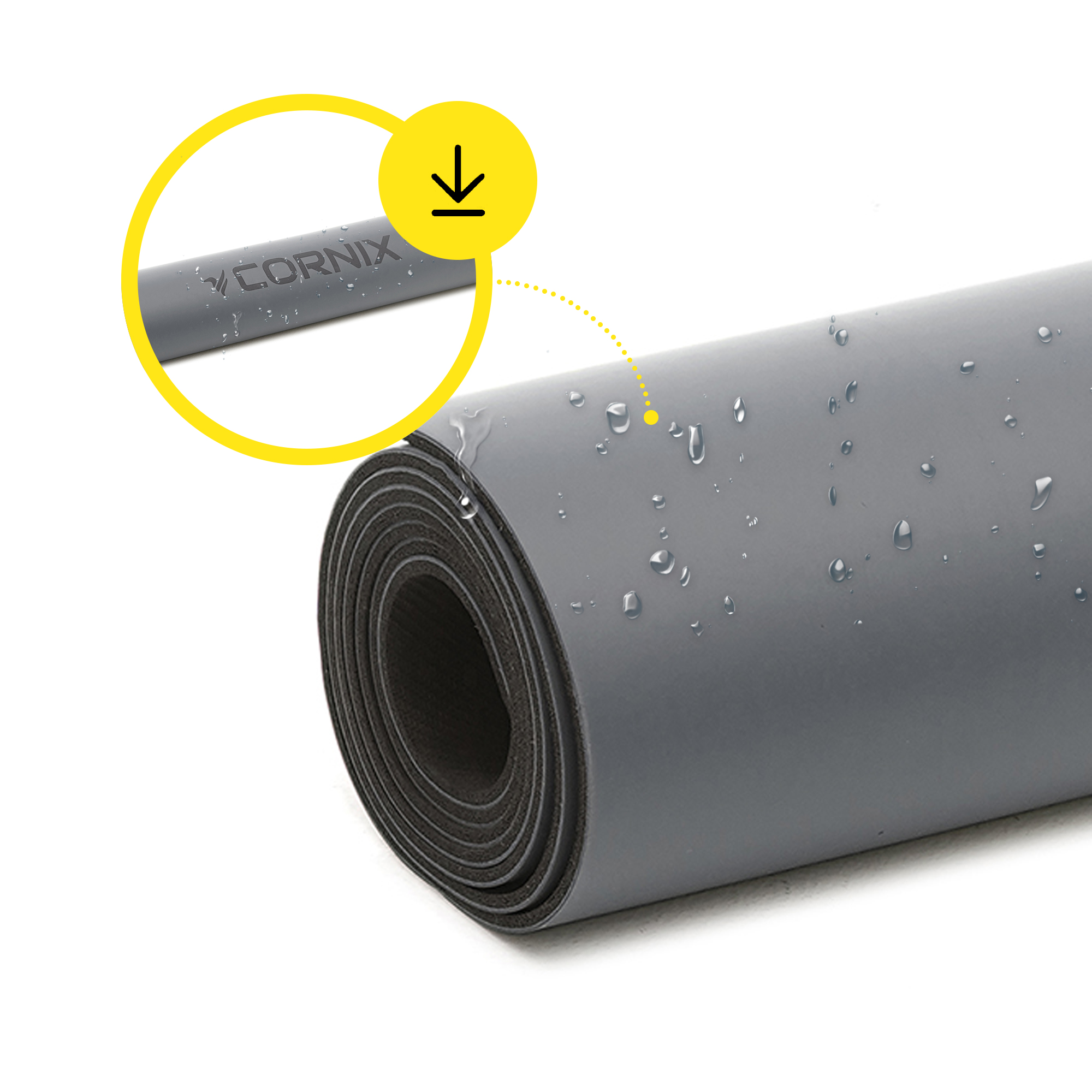 Килимок спортивний Cornix PU 183 x 68 x 0.4 см для йоги та фітнесу XR-0320 Grey — мініатюра 8